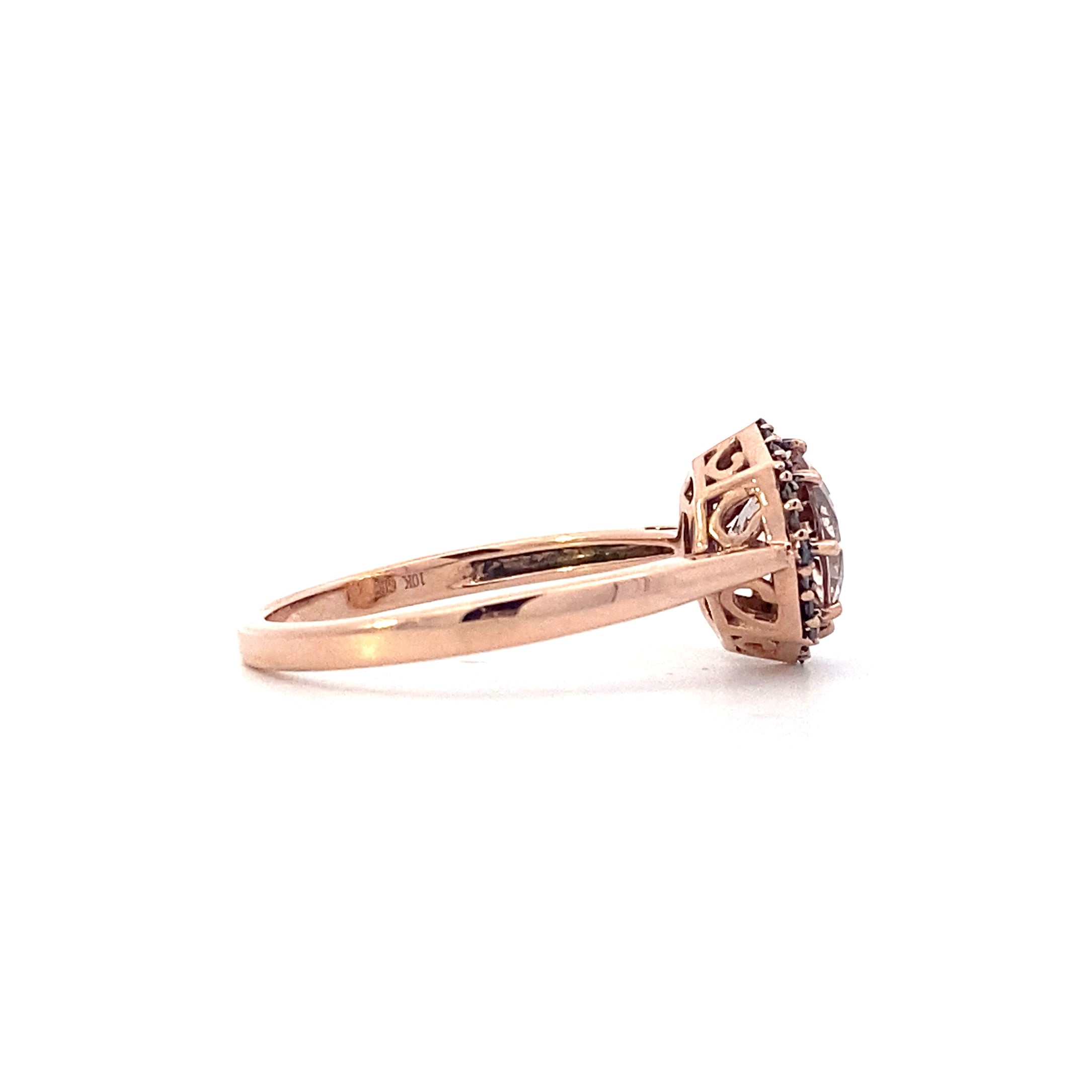 10K Rose Gold Diamond & Morganite Women's Ring - 0.09ct