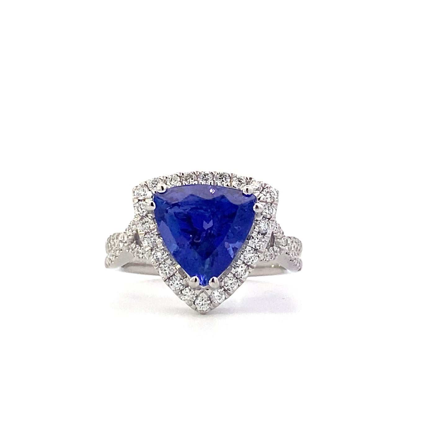Platinum Diamond & Trillion Tanzanite Women's Ring - 0.47ct