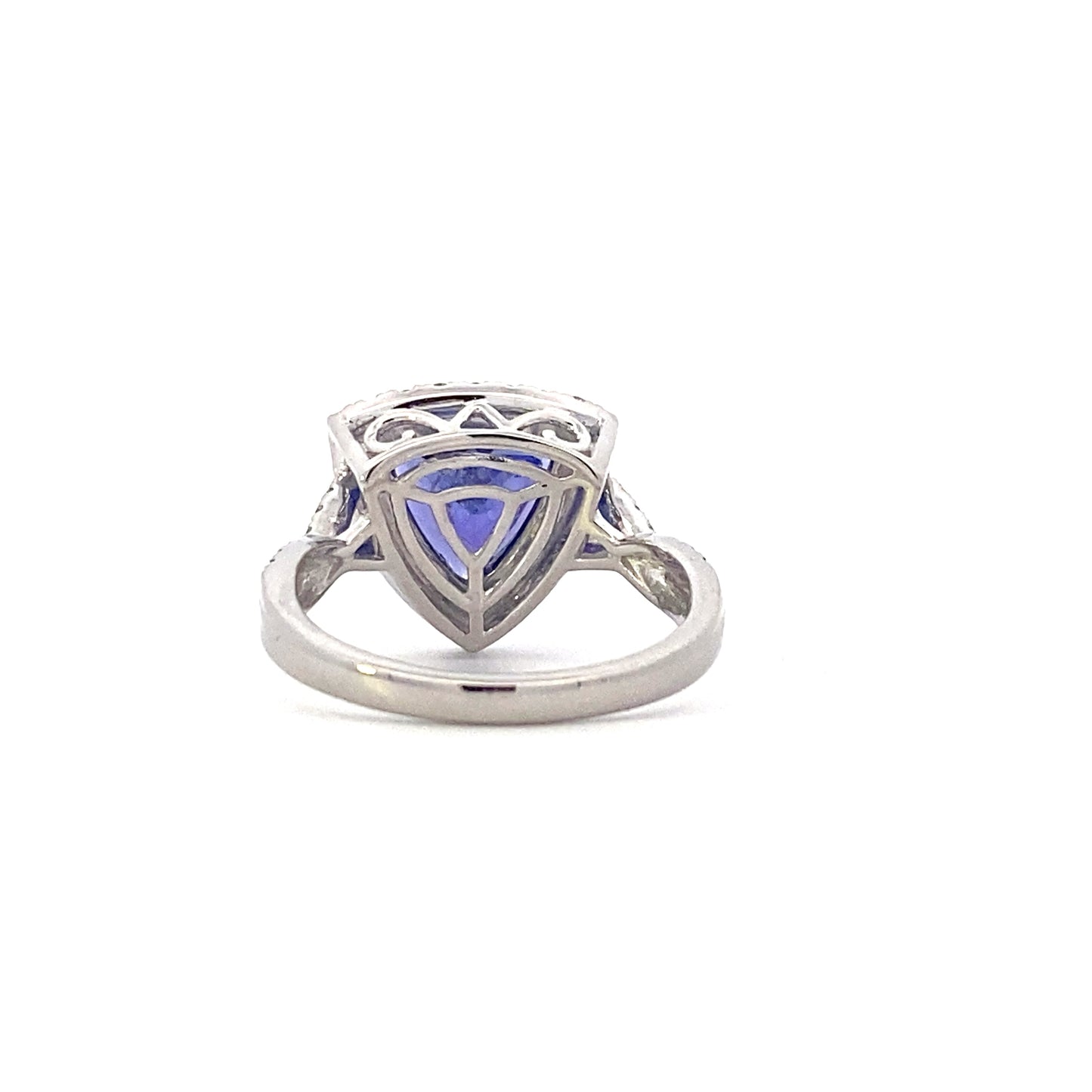Platinum Diamond & Trillion Tanzanite Women's Ring - 0.47ct