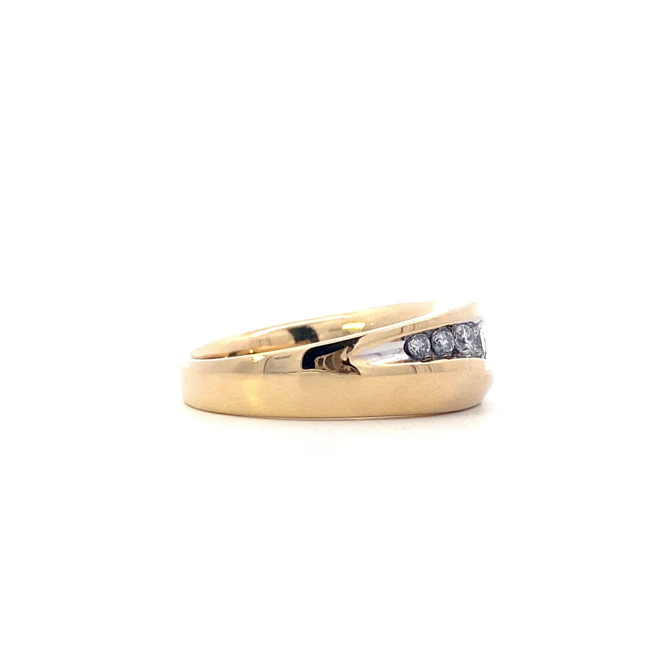 14K Yellow Gold Diamond Men's Ring - 0.86ct