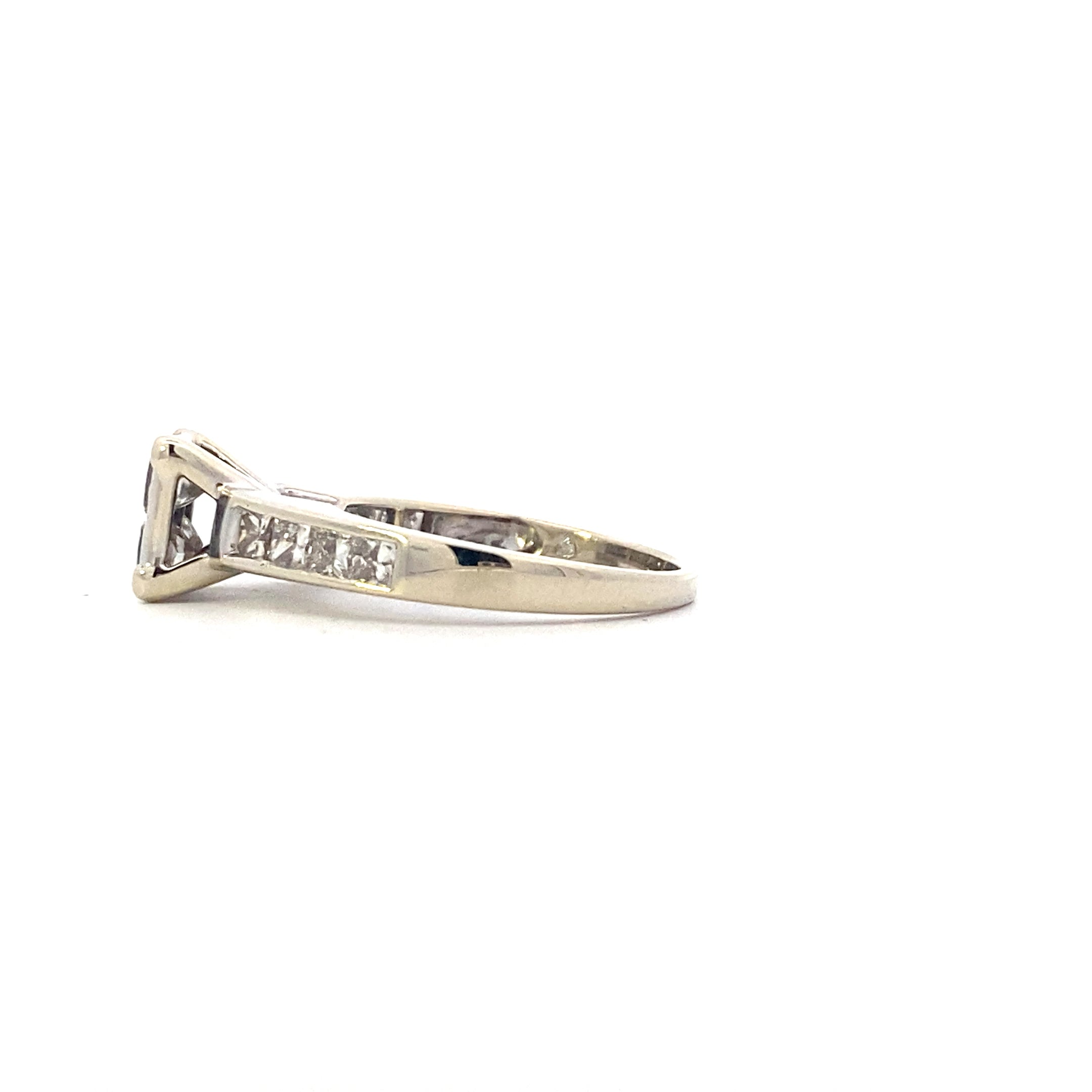 14K White Gold Diamond Square Women's Ring - 1.68ct