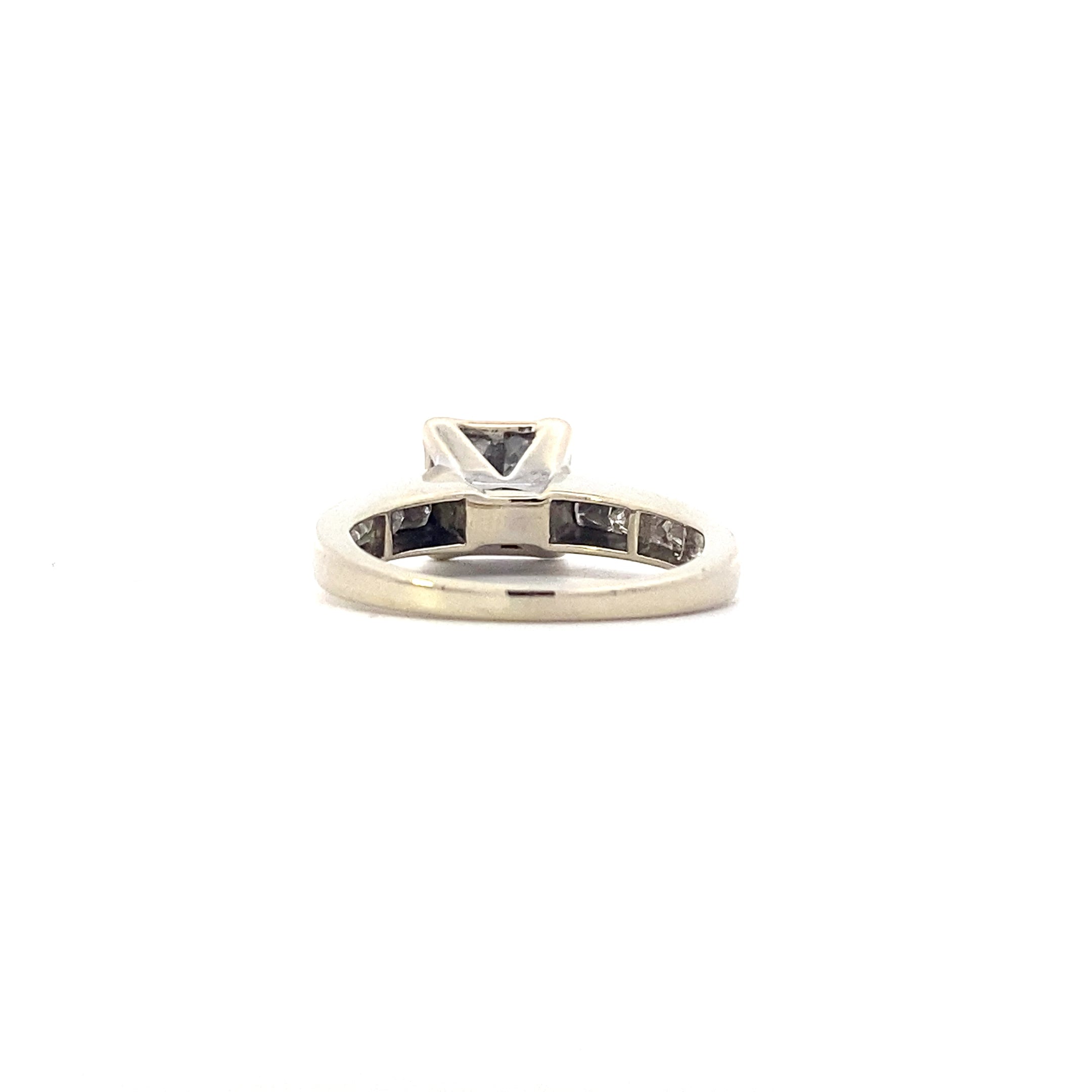 14K White Gold Diamond Square Women's Ring - 1.68ct