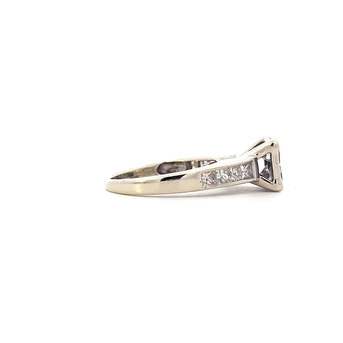 14K White Gold Diamond Square Women's Ring - 1.68ct