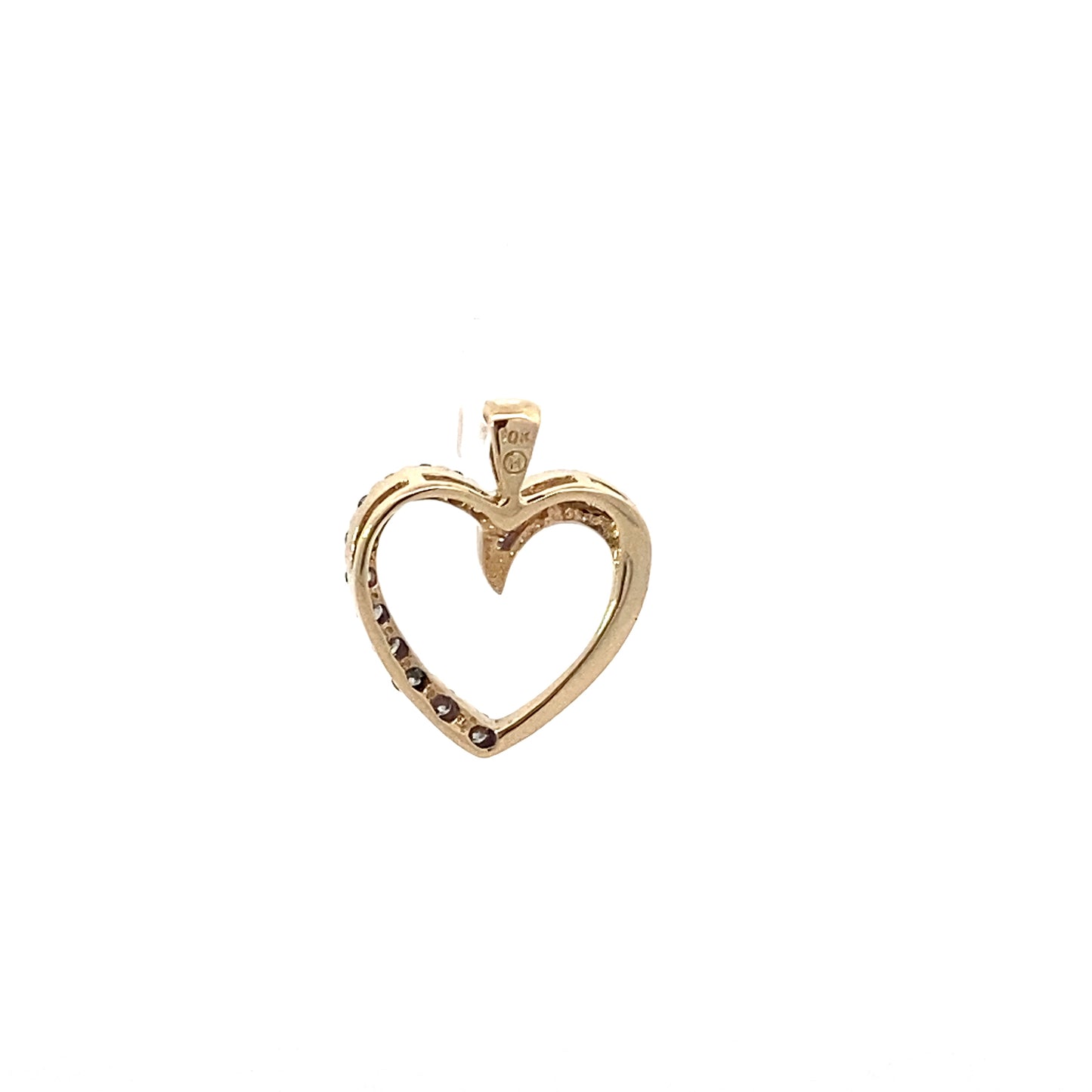 10K Yellow Gold Heart With Round Brilliant Cut Diamond Pendant - 0.15ct