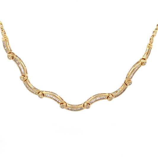 18K Yellow Gold Diamond Baguette Panther Necklace - 0.70ct