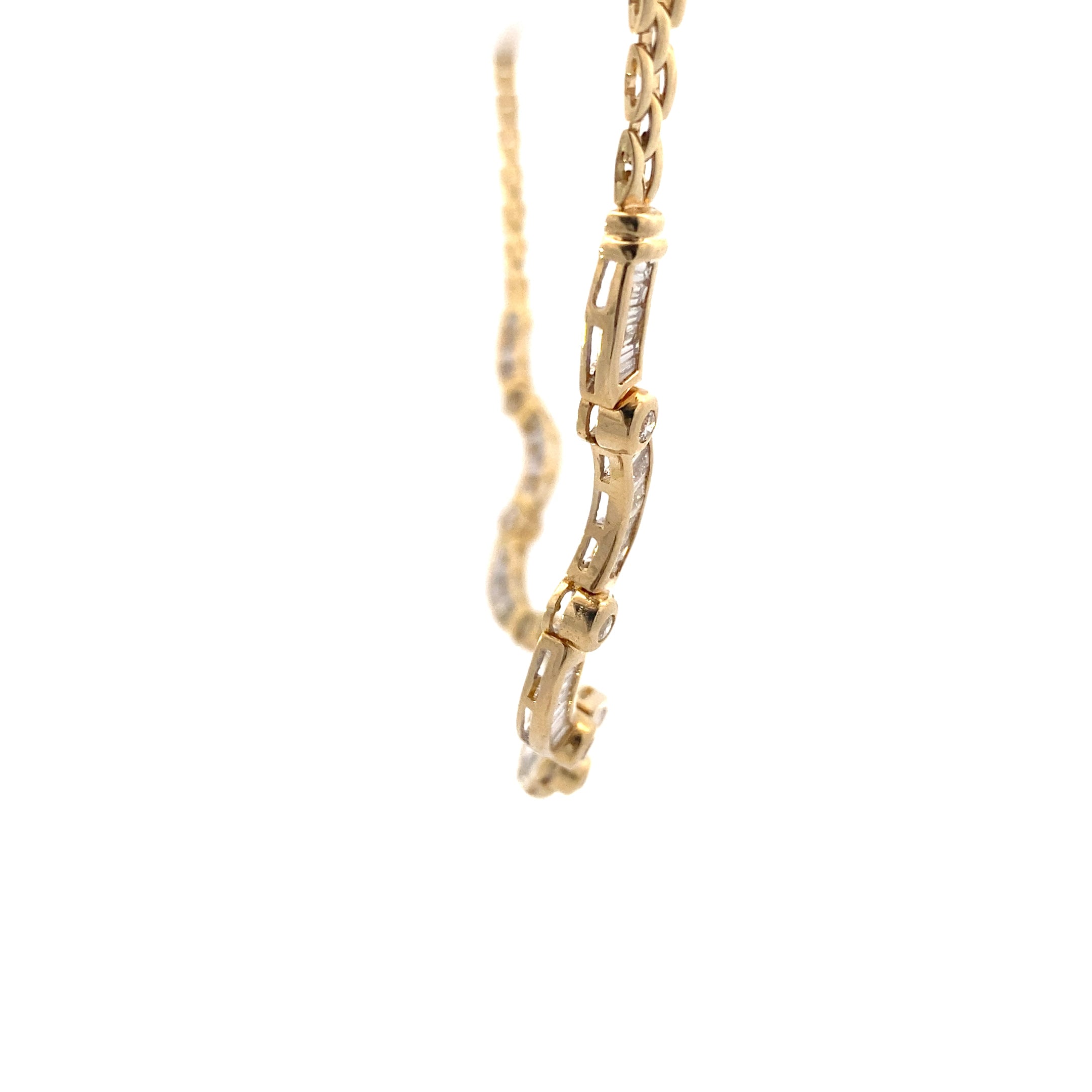 18K Yellow Gold Diamond Baguette Panther Necklace - 0.70ct