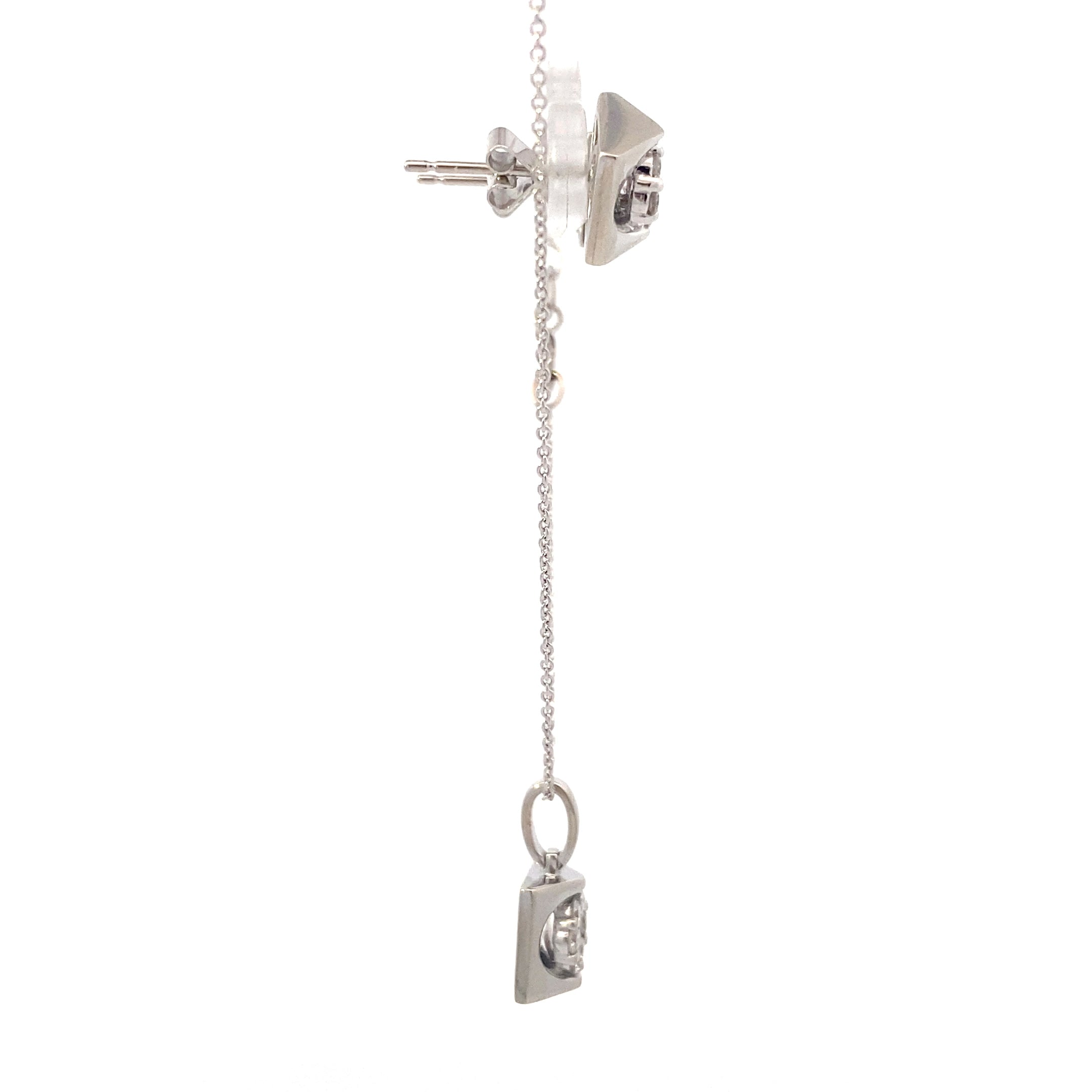 14K White Gold Diamond Earrings & Necklace Set - 0.49ct
