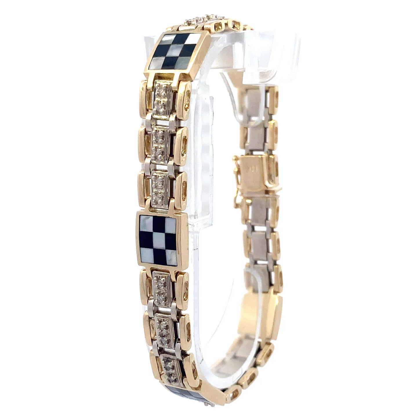 14K Yellow Gold Diamond Checkerboard Pattern Bracelet - 0.72ct