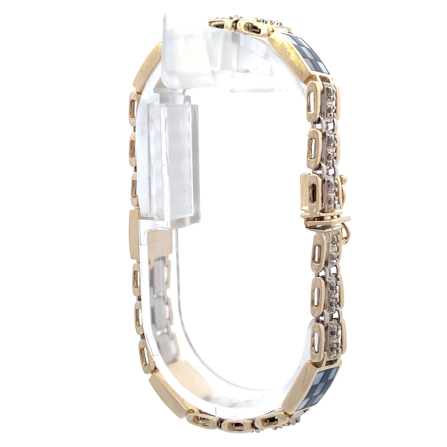 14K Yellow Gold Diamond Checkerboard Pattern Bracelet - 0.72ct