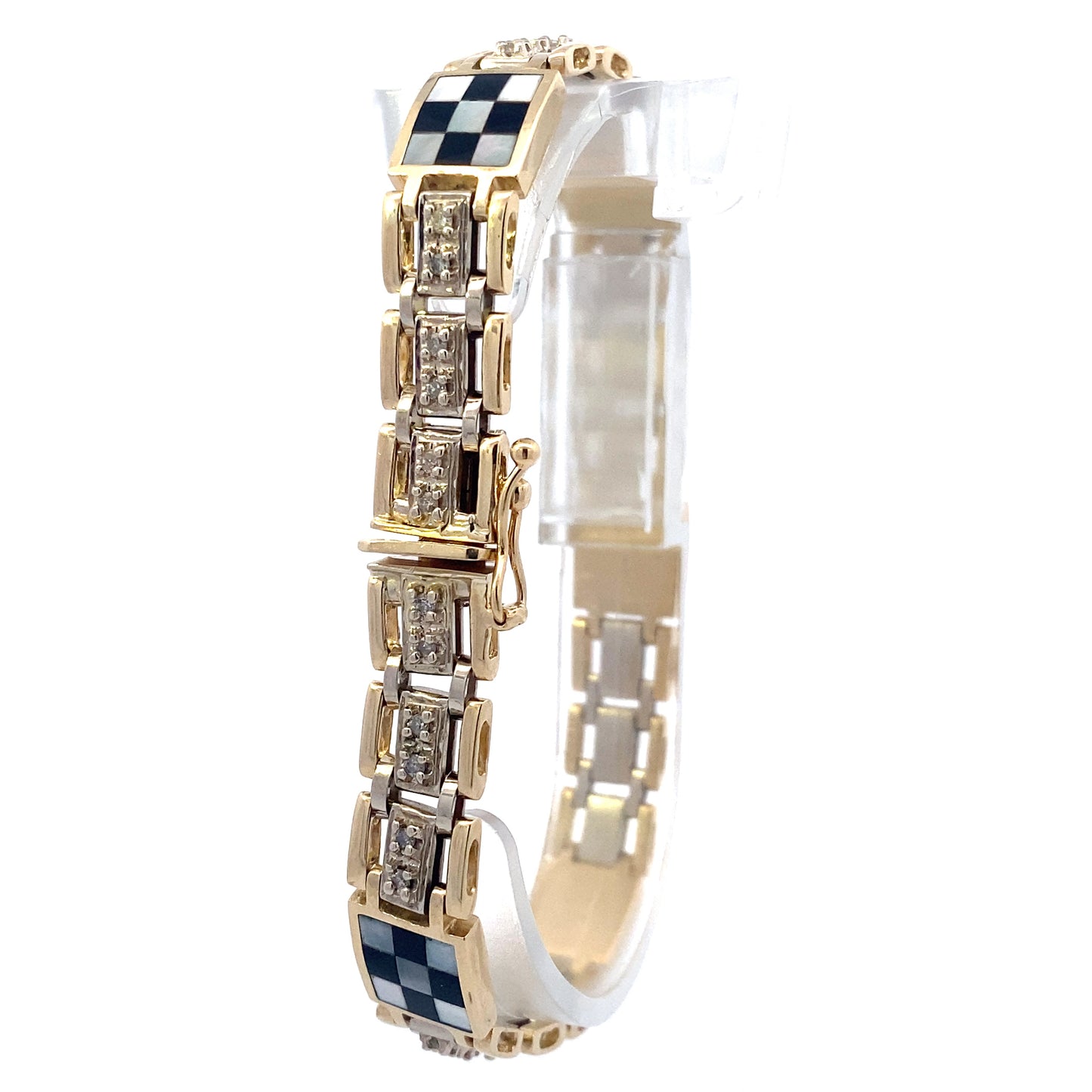 14K Yellow Gold Diamond Checkerboard Pattern Bracelet - 0.72ct