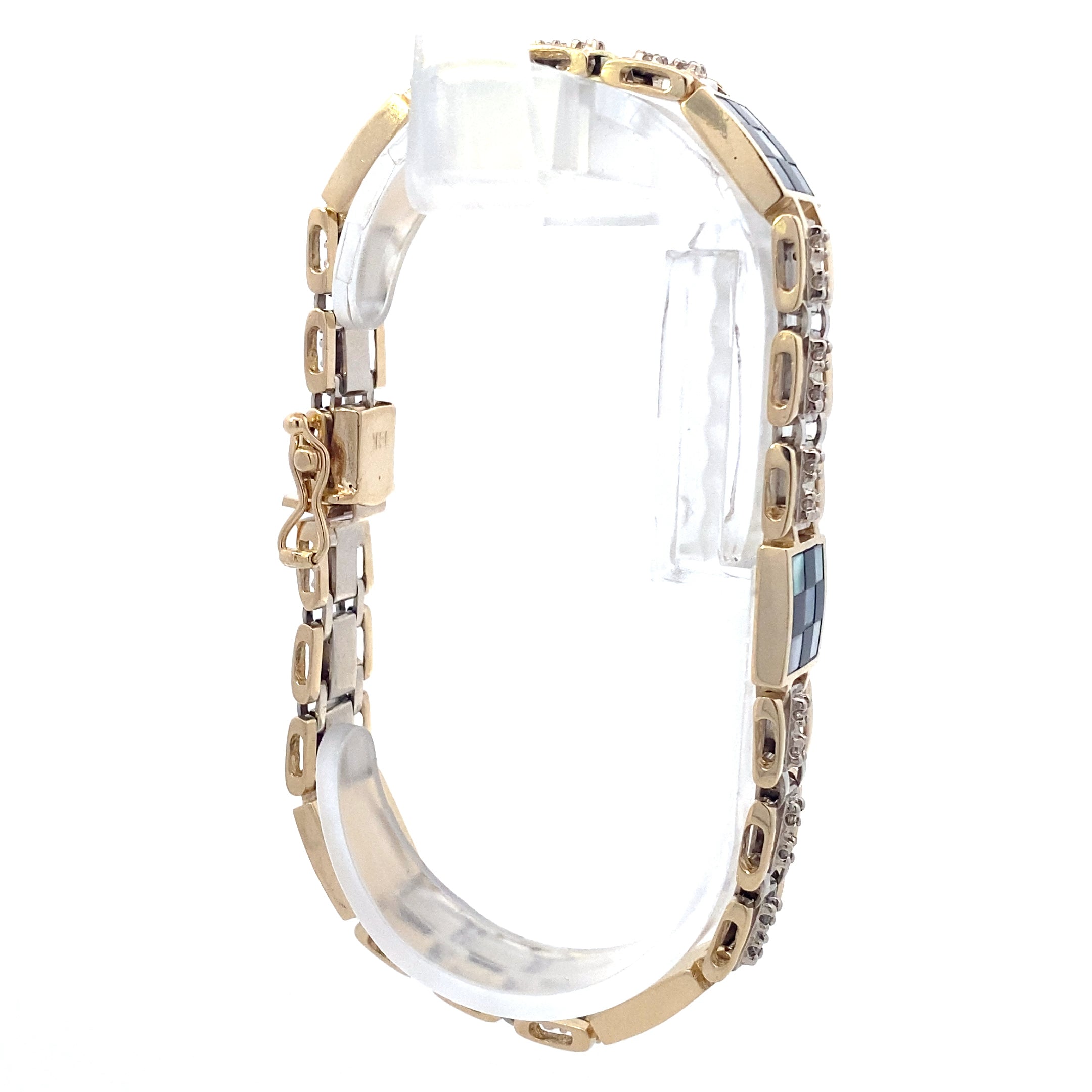 14K Yellow Gold Diamond Checkerboard Pattern Bracelet - 0.72ct