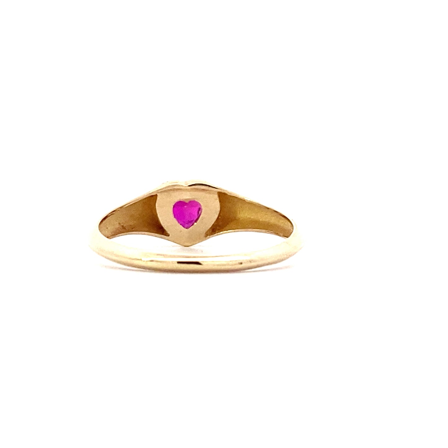 14K Yellow Gold Ruby Heart Women's Ring