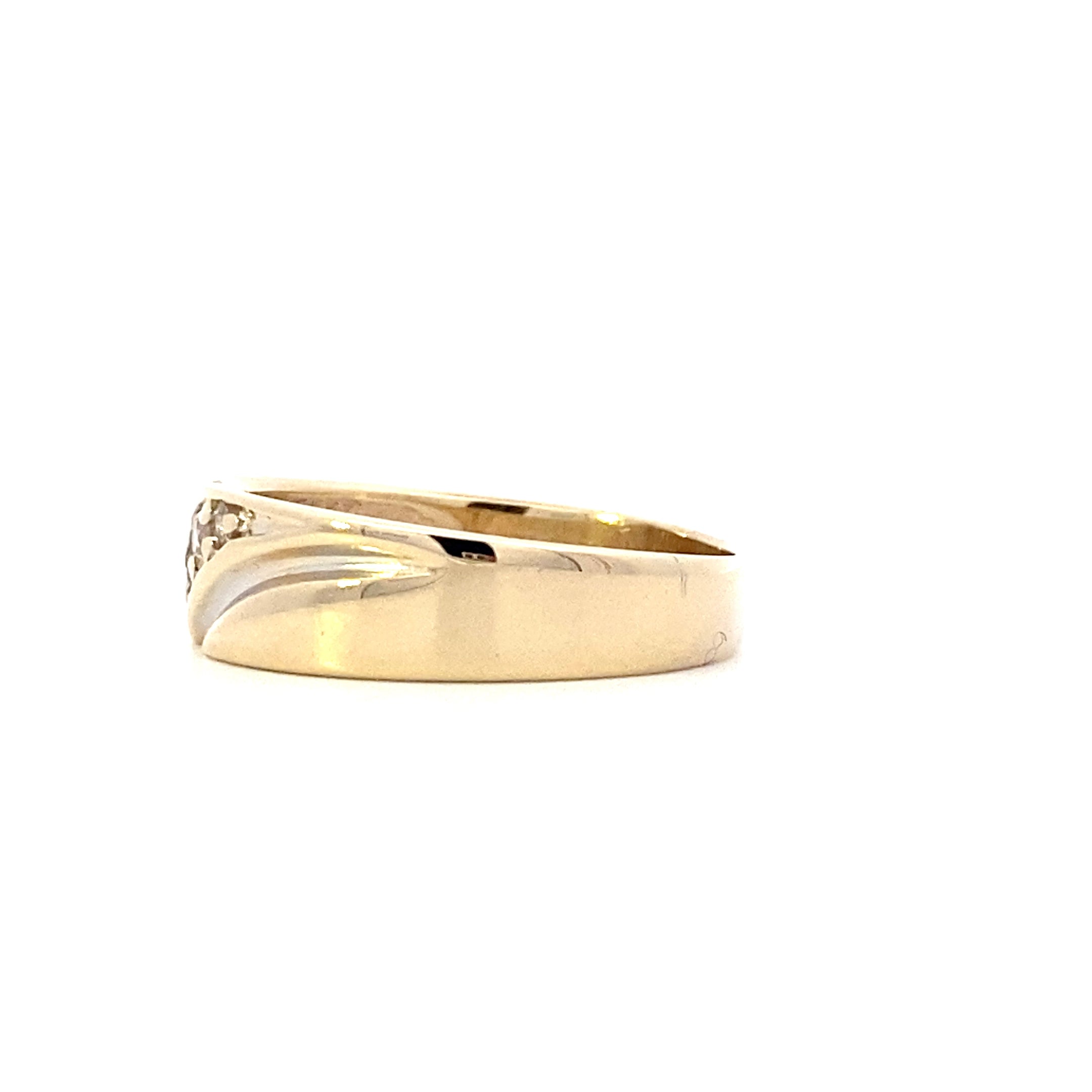 14K Yellow Gold Diamond Men's Band - 0.16ct