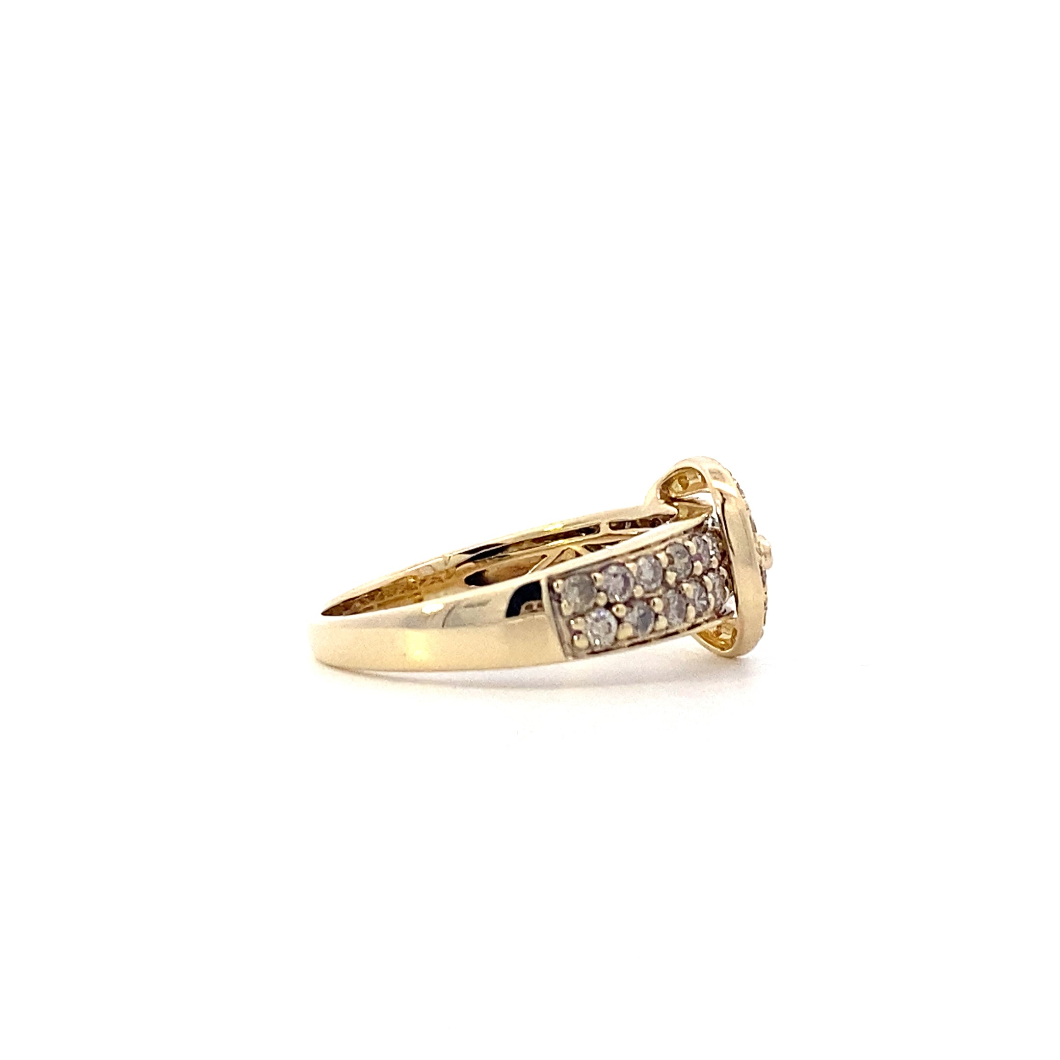 14K Yellow Gold Diamond Buckle Style Ring - 0.61ct