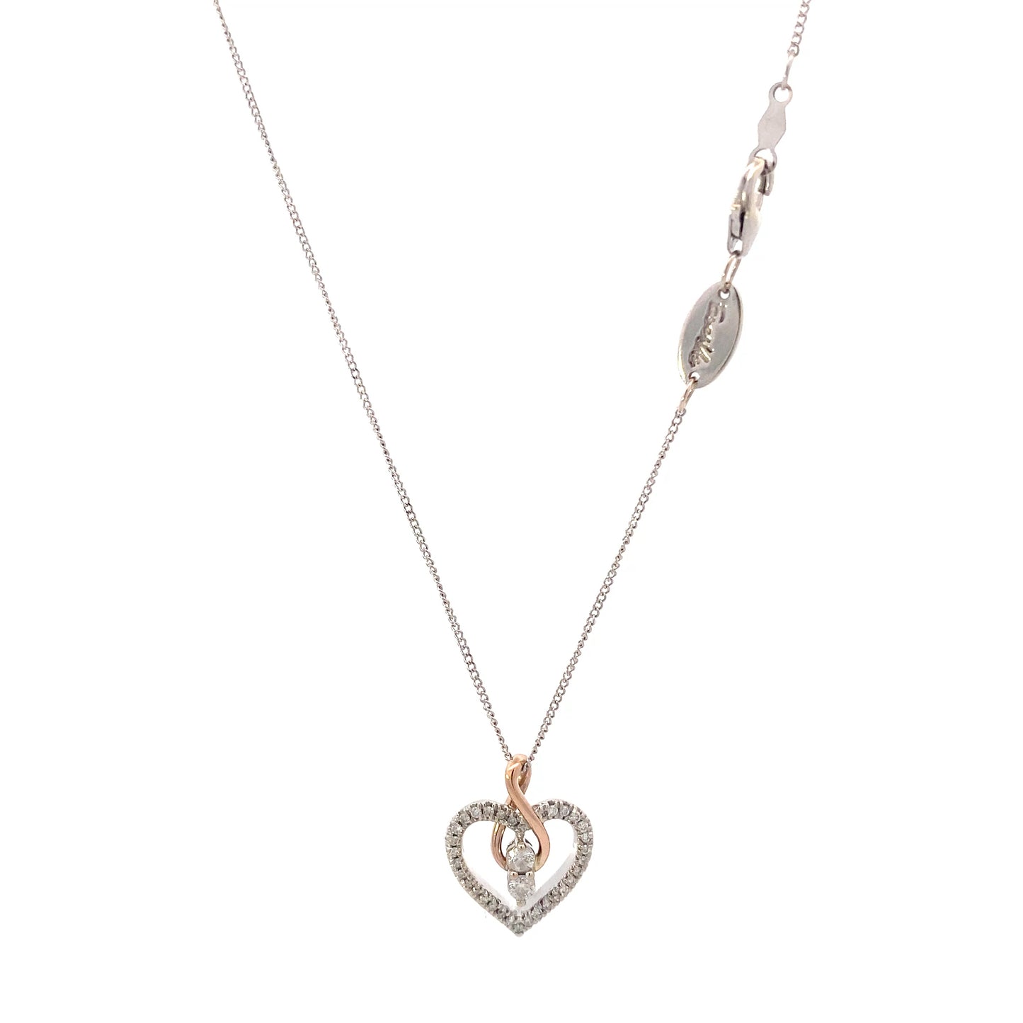 14K White & Rose Gold Diamond Infinity Open Heart Necklace - 0.25ct
