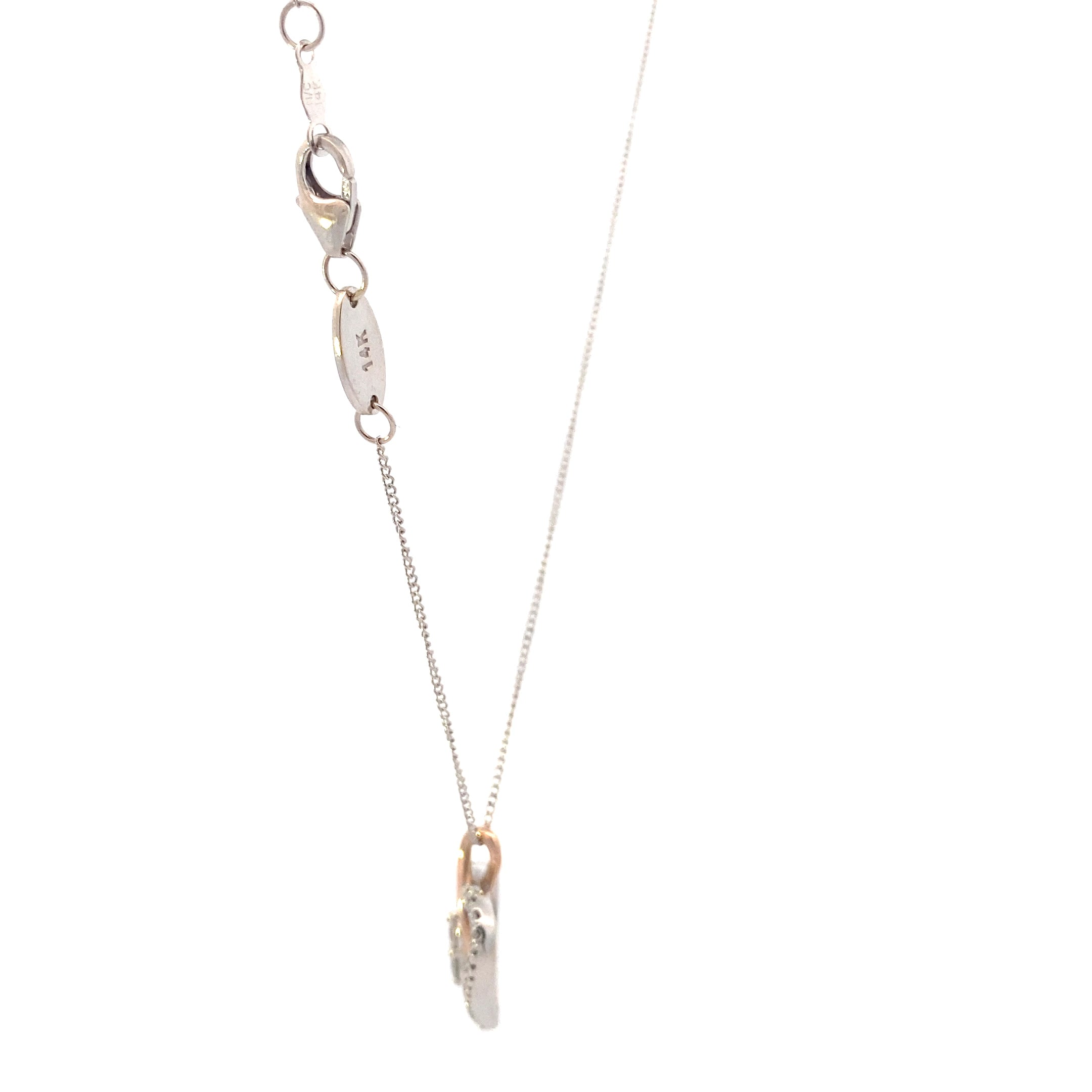 14K White & Rose Gold Diamond Infinity Open Heart Necklace - 0.25ct