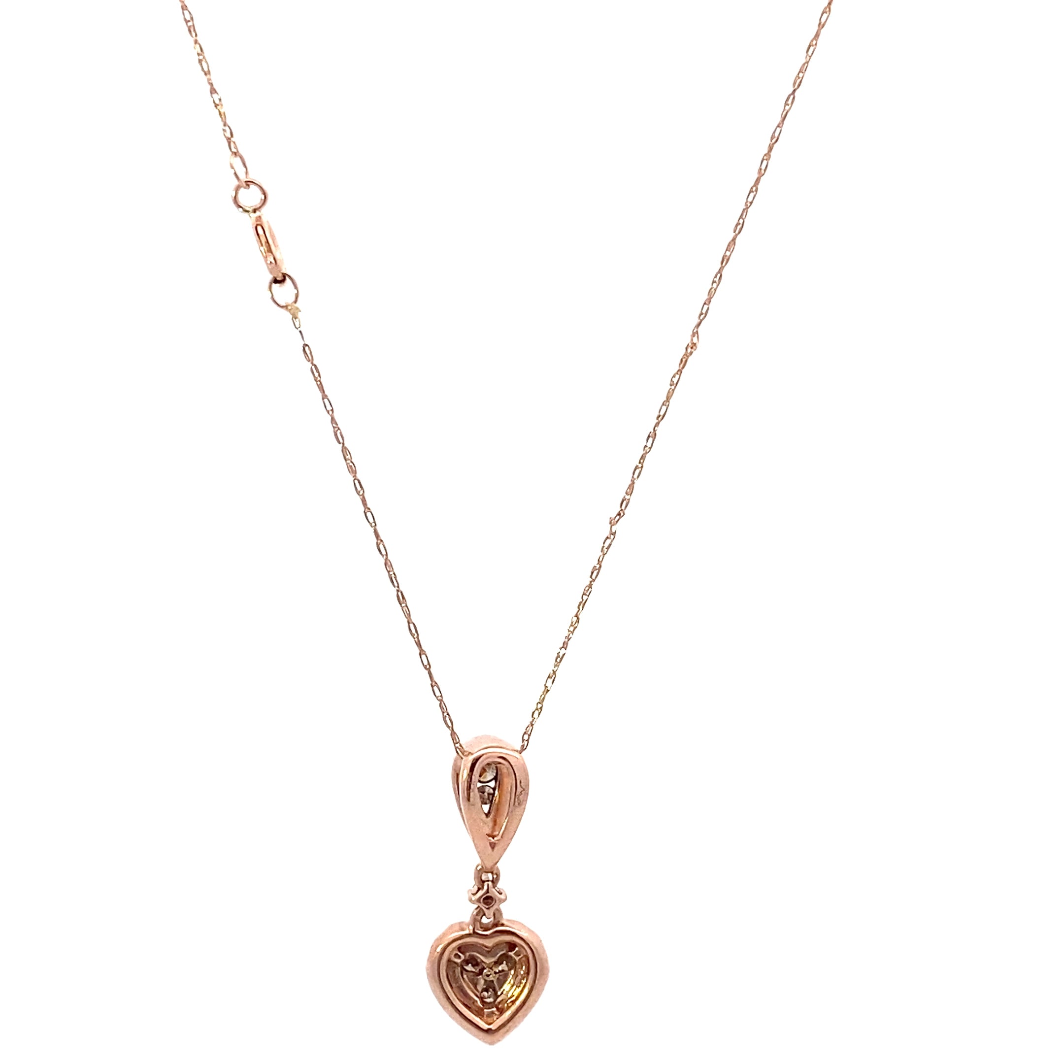 10K Rose Gold Diamond Heart Pendant & Rope Chain Set - 0.42ct