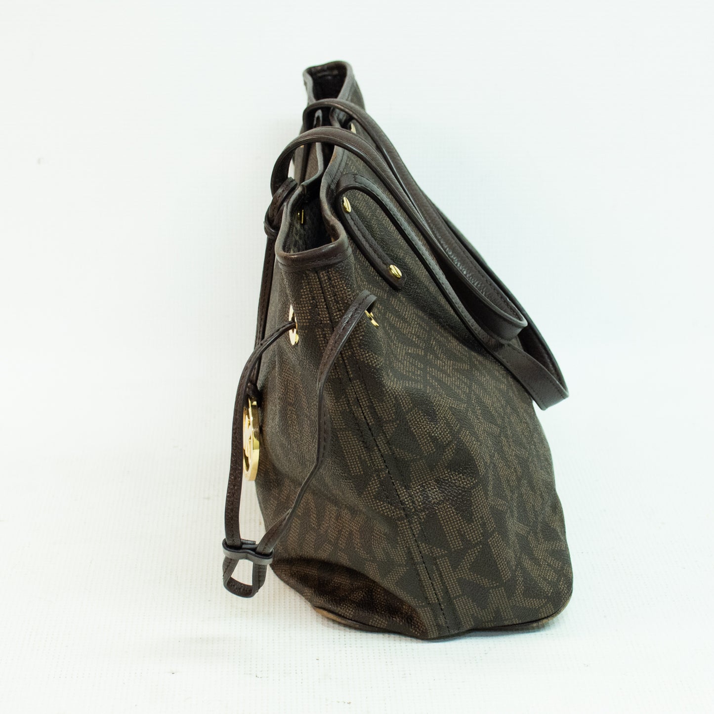 Michael Kors Jet Set MK Signature Logo Brown PVC Medium Reversible Tote