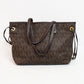 Michael Kors Jet Set MK Signature Logo Brown PVC Medium Reversible Tote