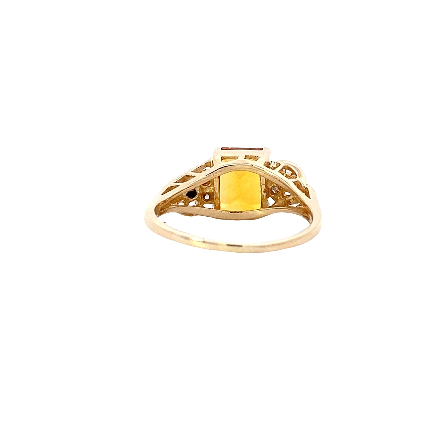 14K Yellow Gold Women's Citrine & Diamond Ring - 0.18ct