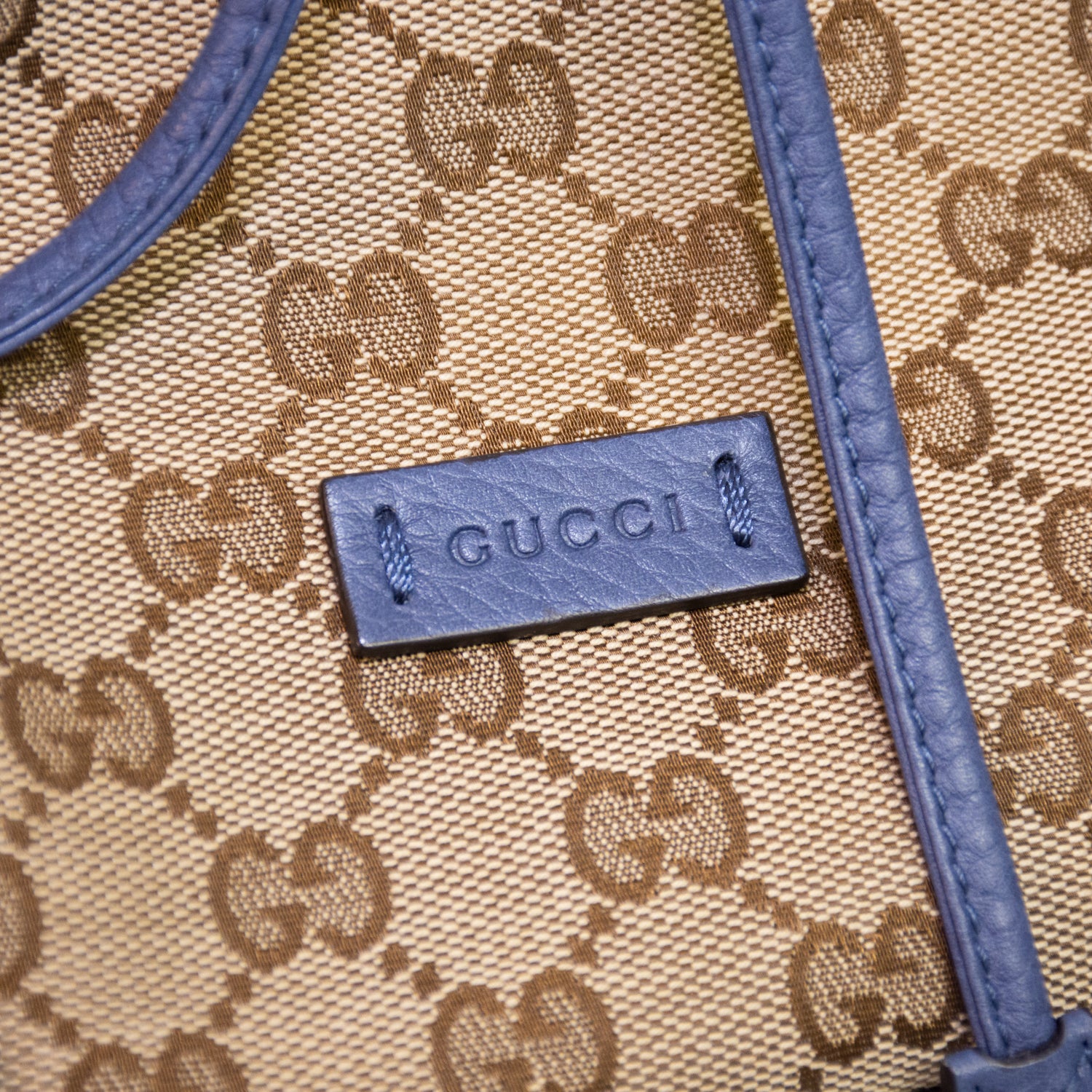 Gucci Khaki Canvas Leather Drawstring Shoulder Bag - 388704