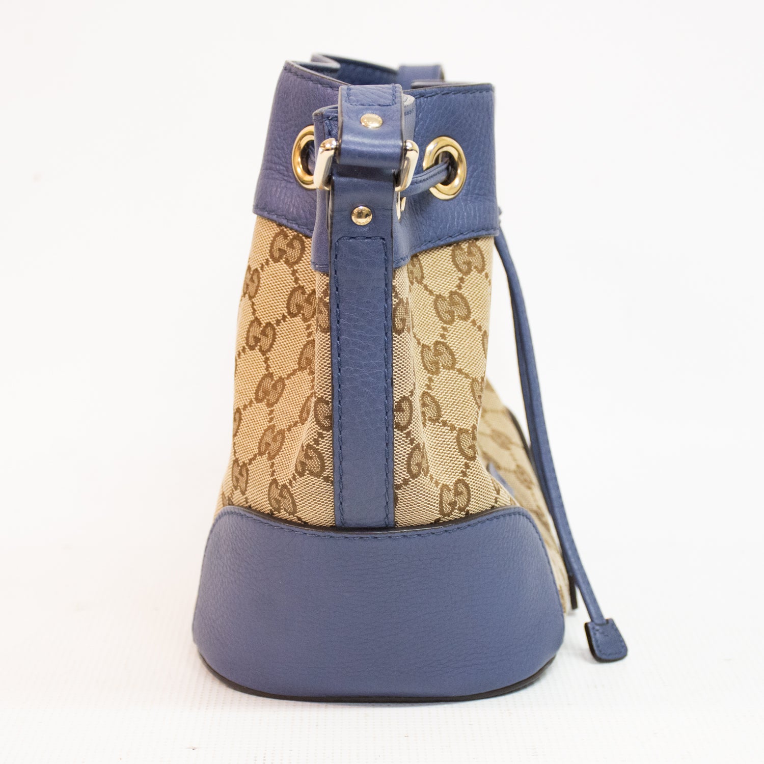 Gucci Khaki Canvas Leather Drawstring Shoulder Bag - 388704
