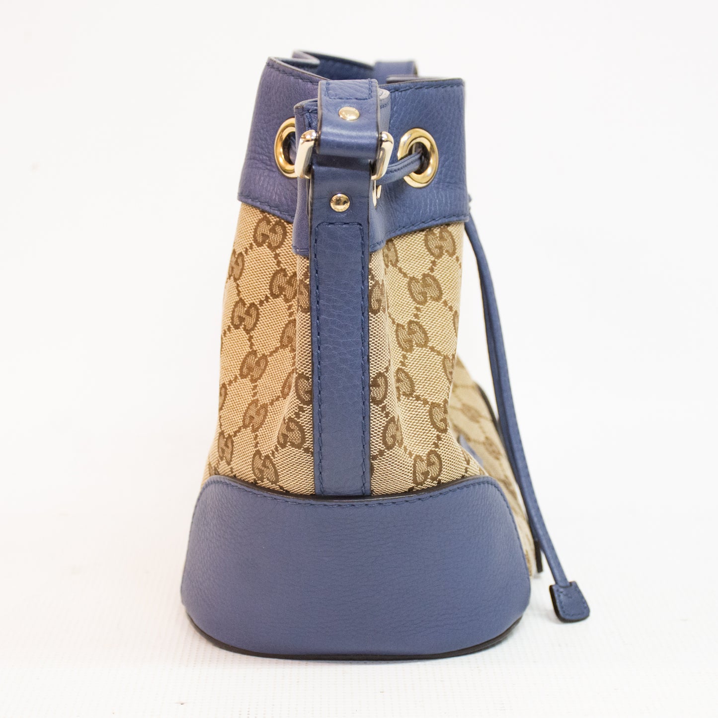 Gucci Khaki Canvas Leather Drawstring Shoulder Bag - 388704