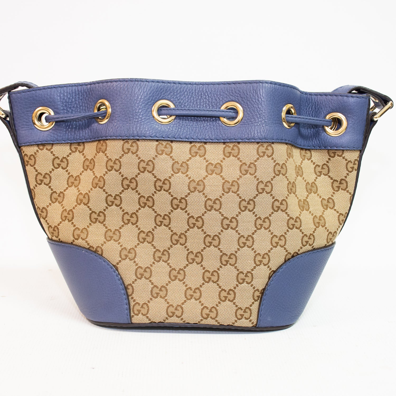 Gucci Khaki Canvas Leather Drawstring Shoulder Bag - 388704