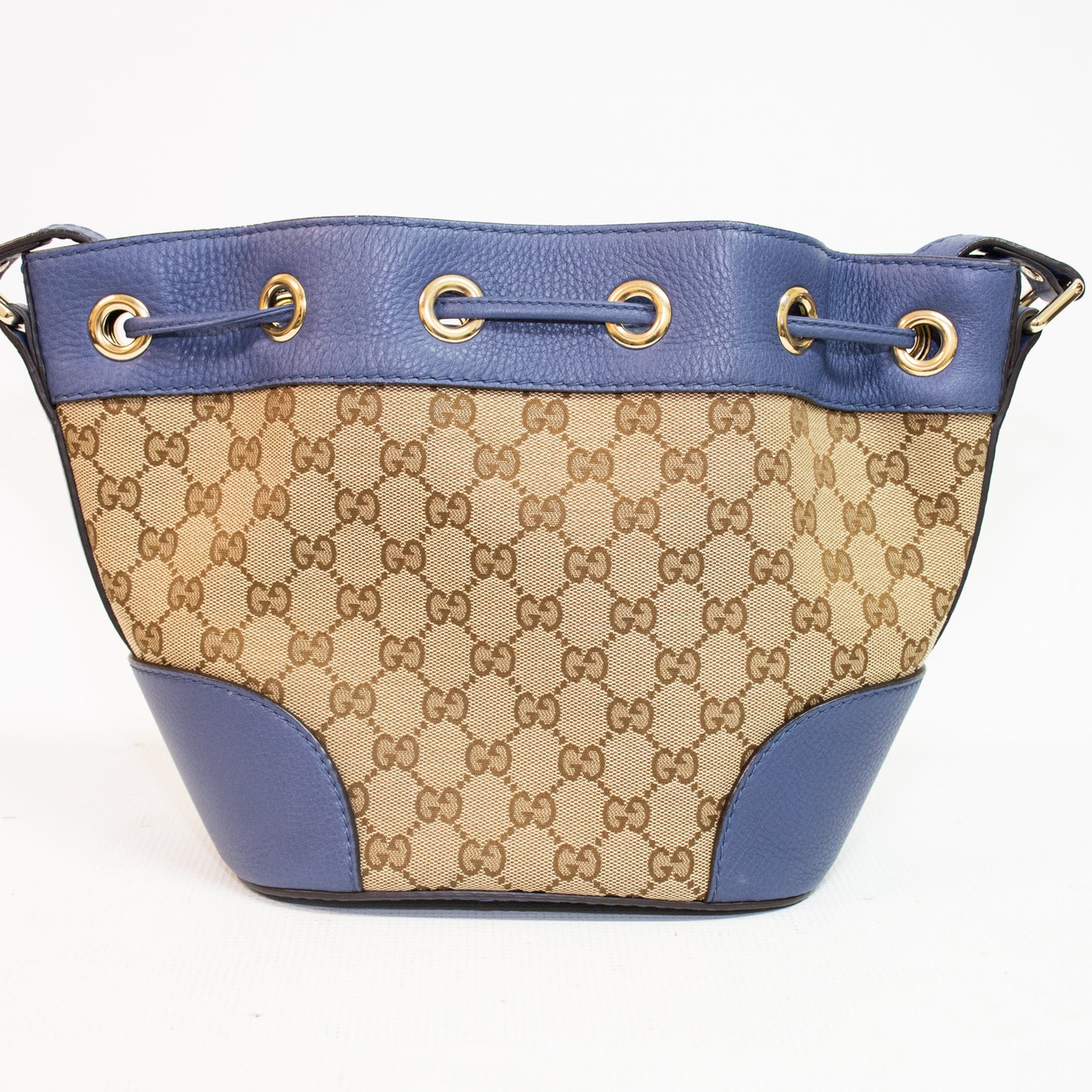 Gucci Khaki Canvas Leather Drawstring Shoulder Bag - 388704