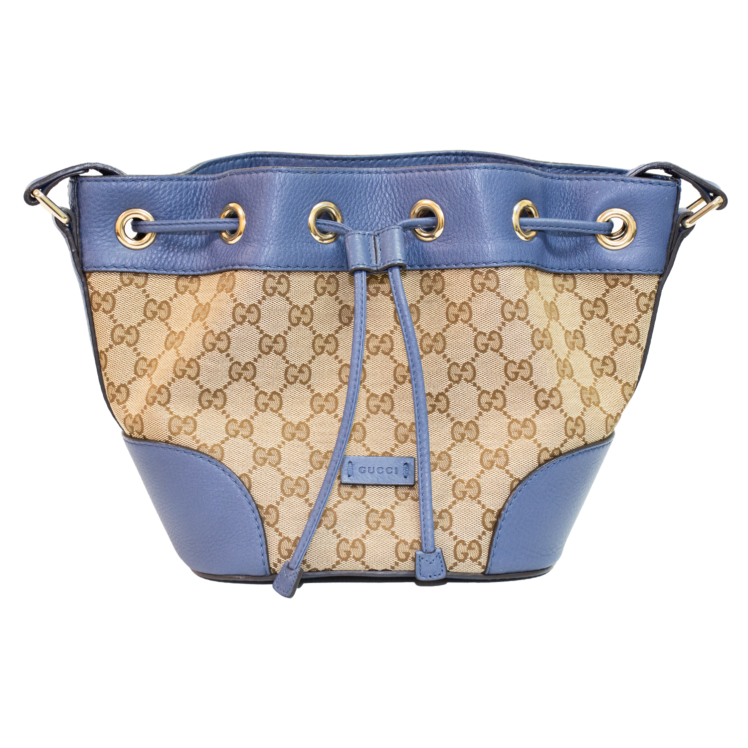 Gucci Khaki Canvas Leather Drawstring Shoulder Bag - 388704