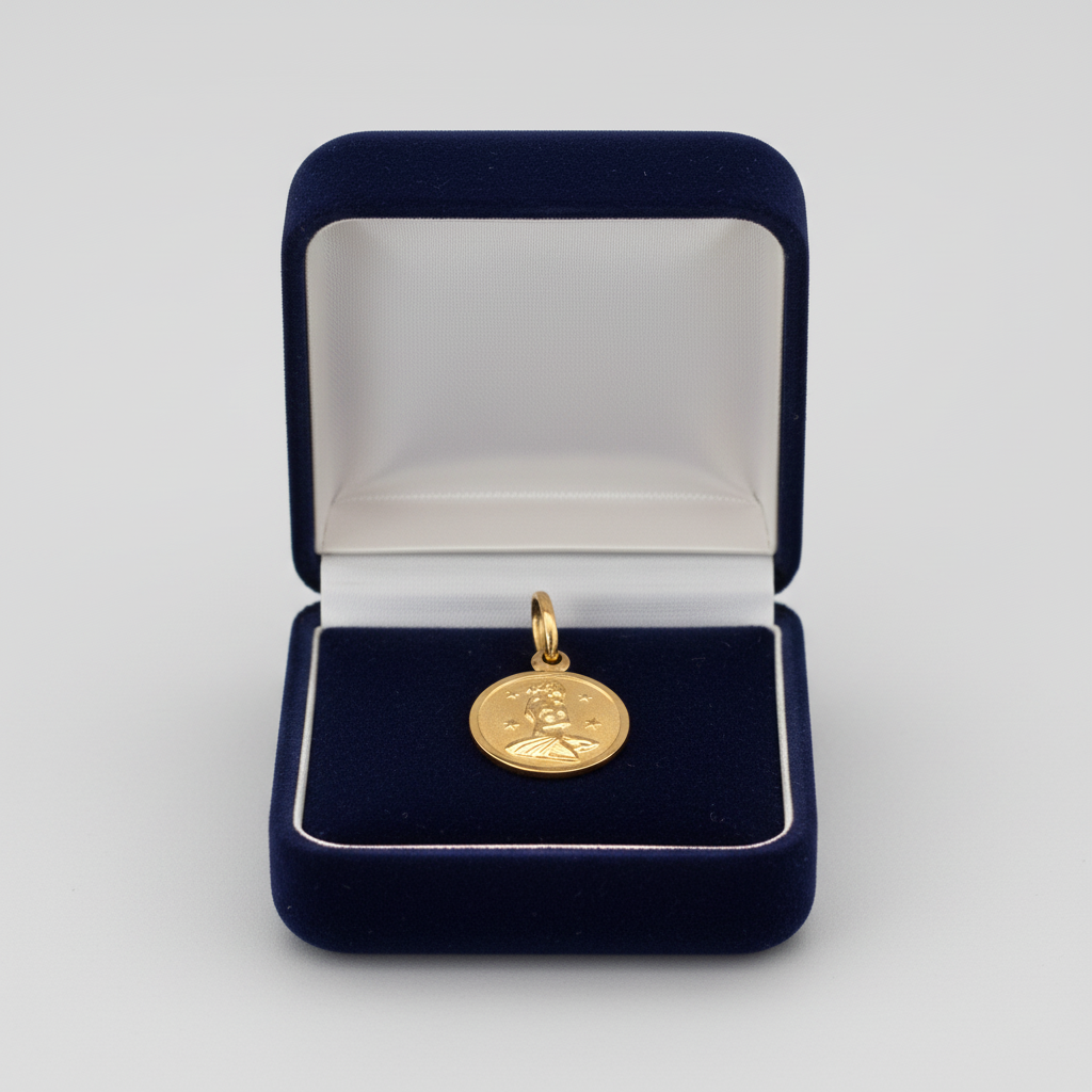 14K Yellow Gold Round Selene Goddess Pendant