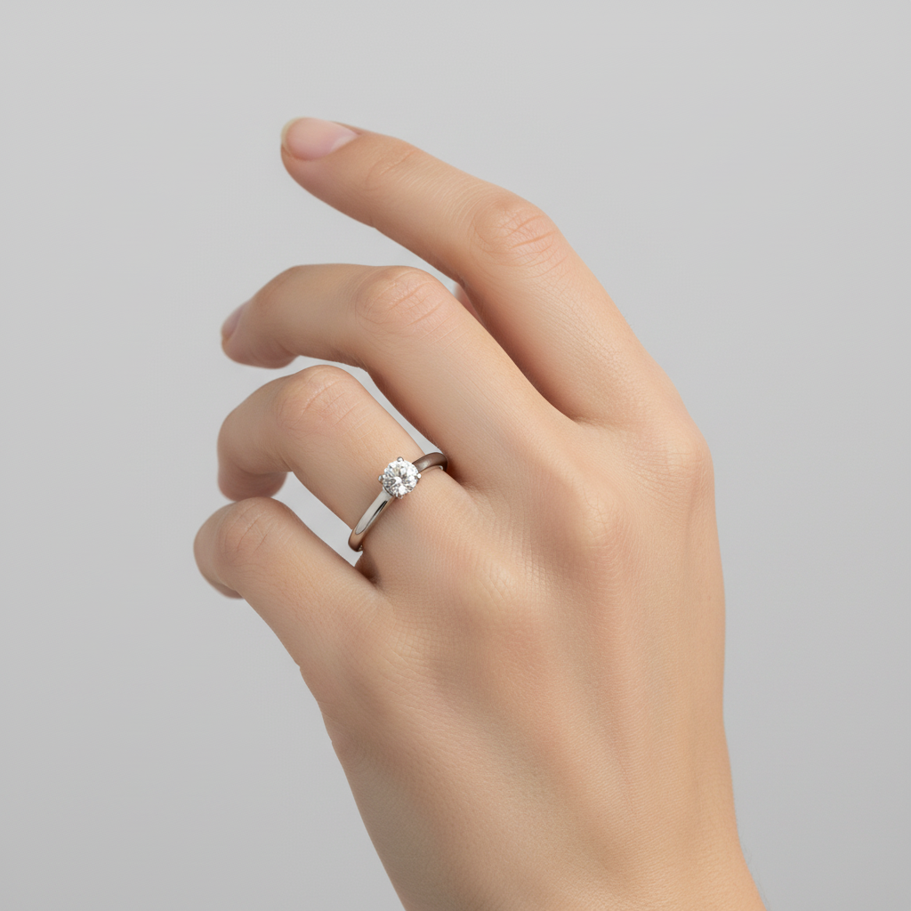 14K White Gold Diamond Solitaire Ring - 0.35ct