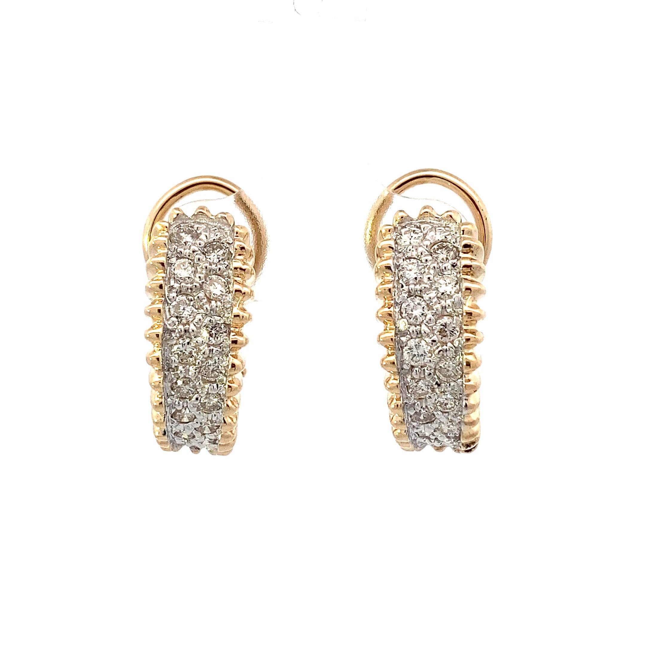 14K Yellow Gold Diamond Lever Back Earrings