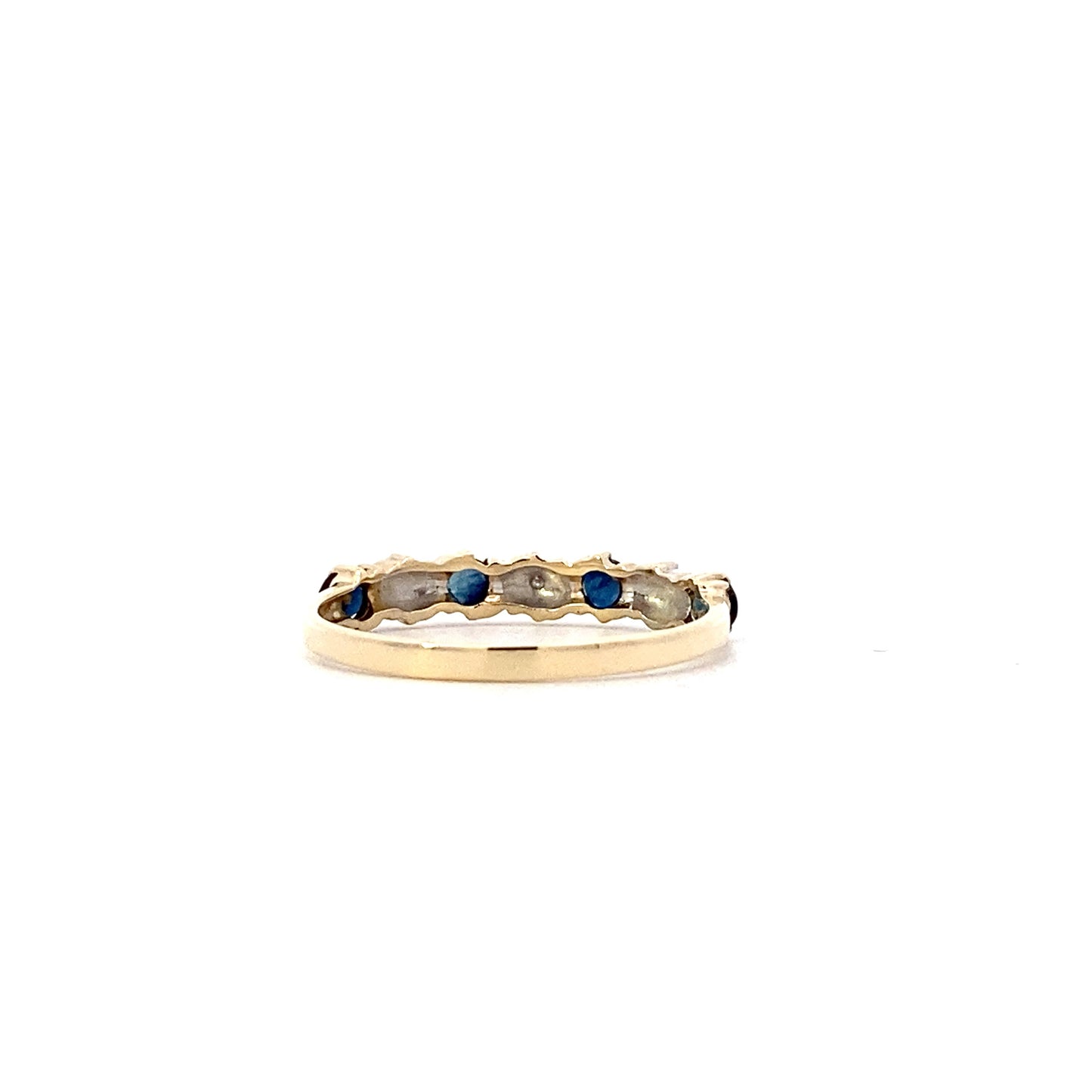 Anillo de diamantes para mujer en oro amarillo de 10 quilates con zafiro azul - 0.005ct