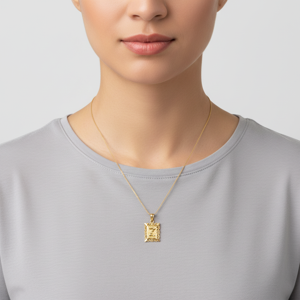 10K Yellow Gold Rectangle Letter 