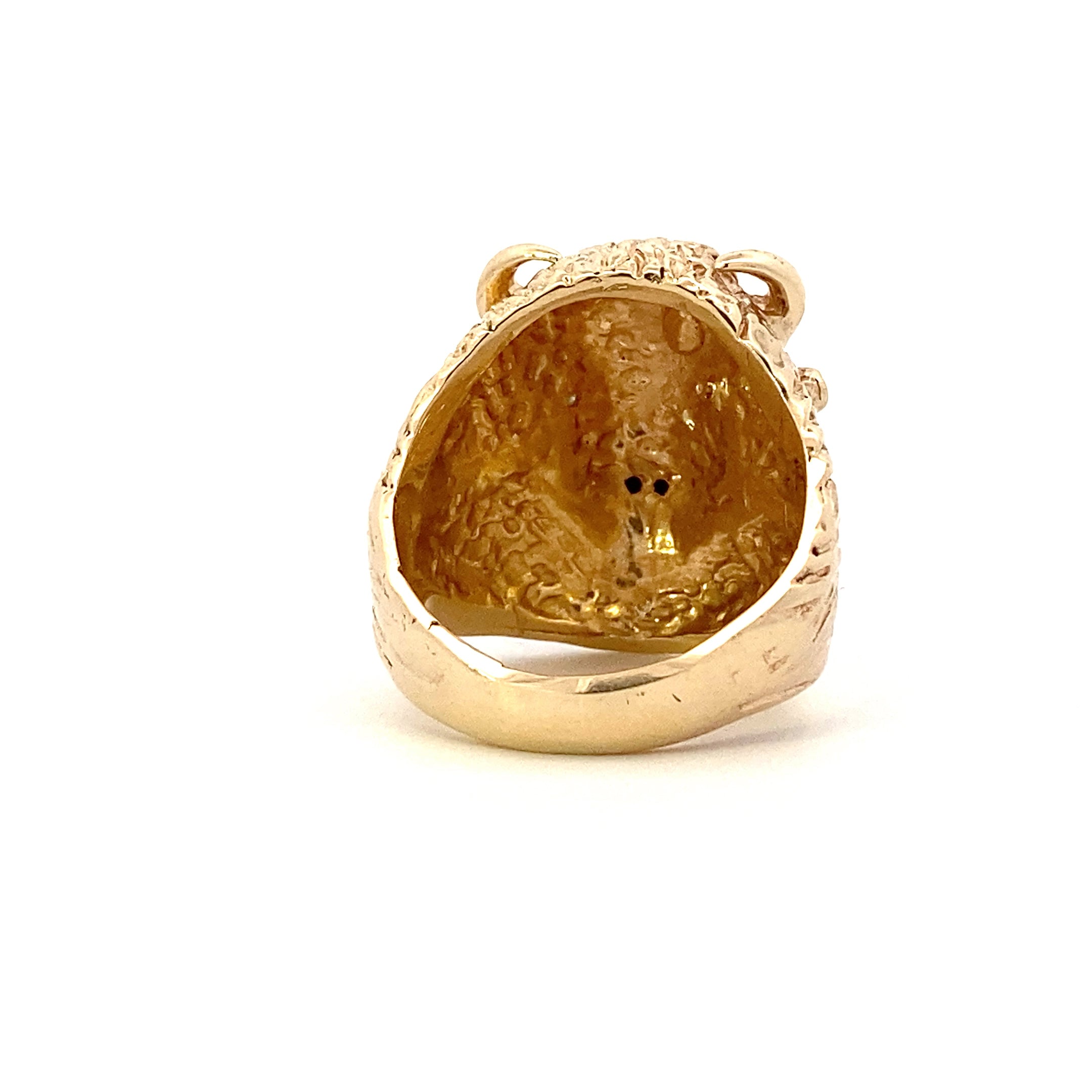 14K White Gold Men's Diamond Buffalo Ring - 0.06ct
