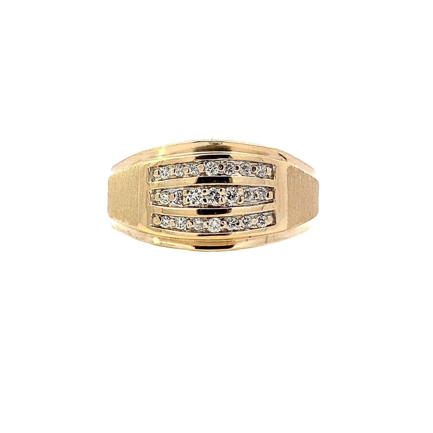 Anillo de diamantes para hombre en oro amarillo de 10 quilates - 0.30ct