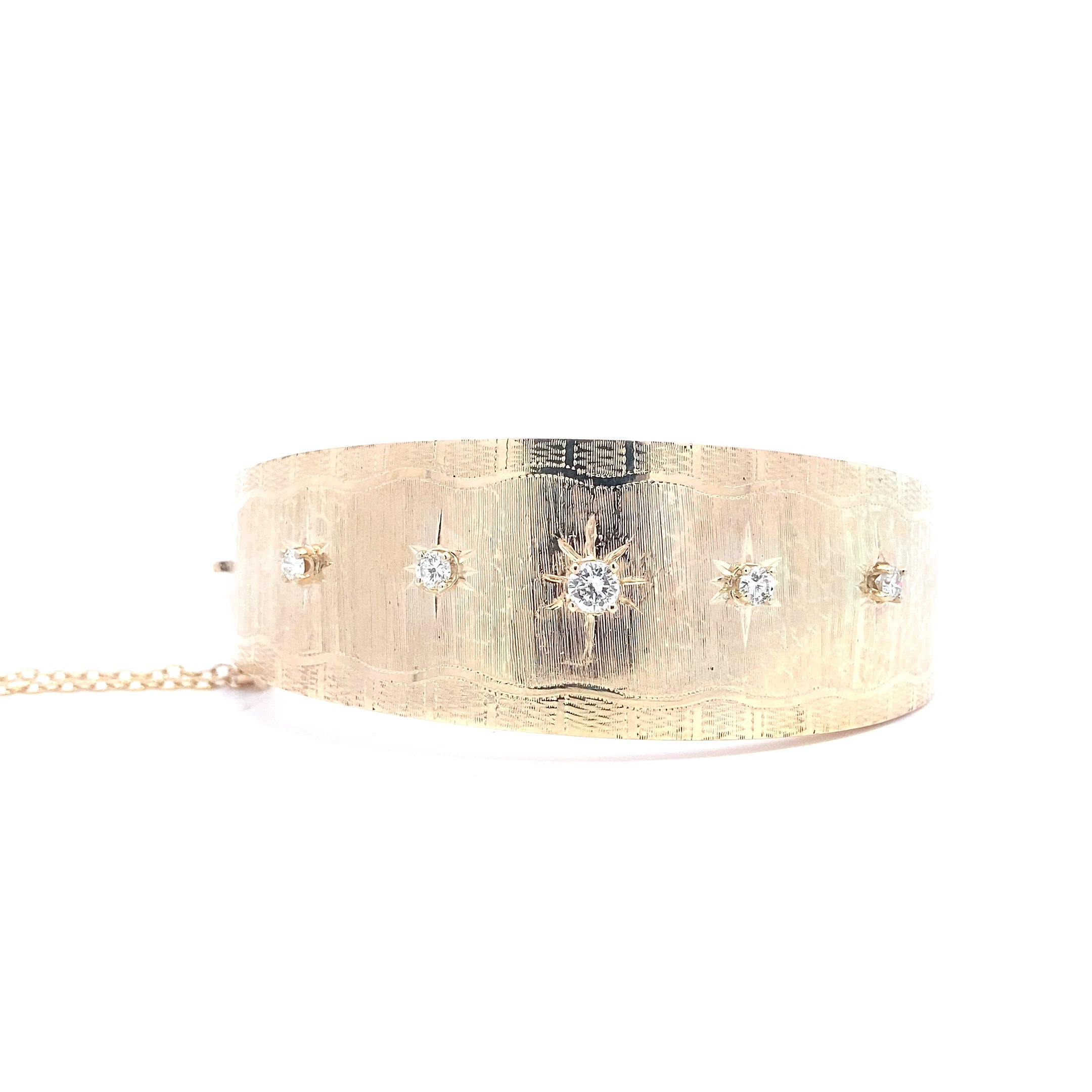 14K Yellow Gold Diamond Bangle Bracelet - 0.64ct