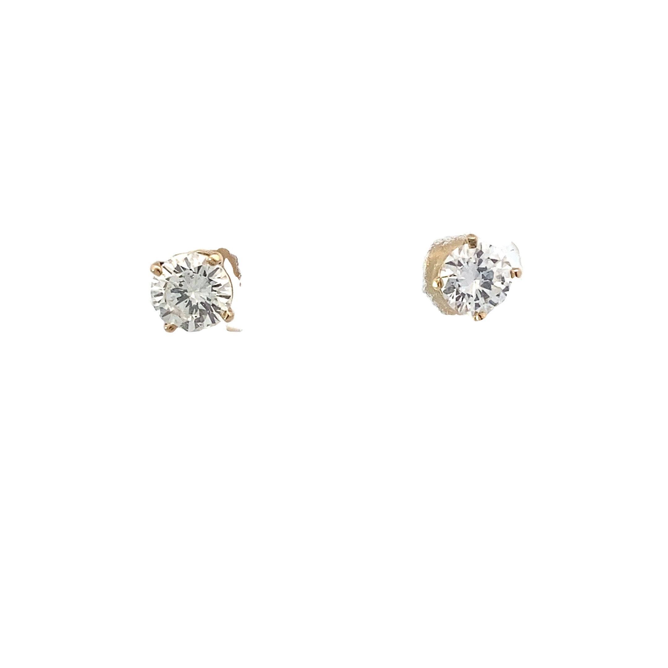 14K Yellow Gold Diamond Solitaire Earrings- 0.92ct