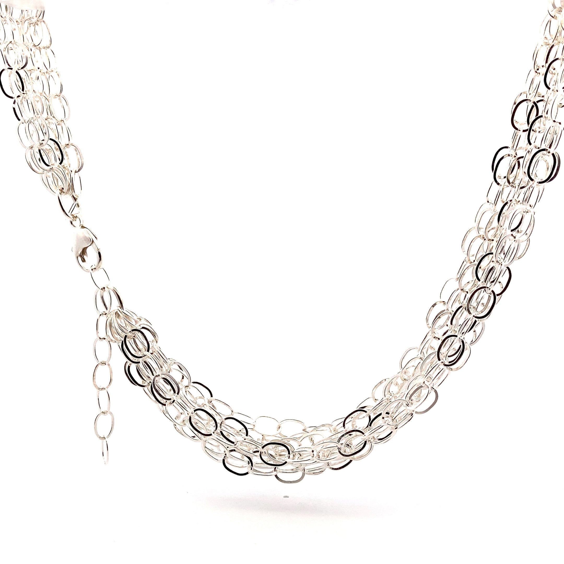 Sterling Silver 10 Layer Open Link Necklace