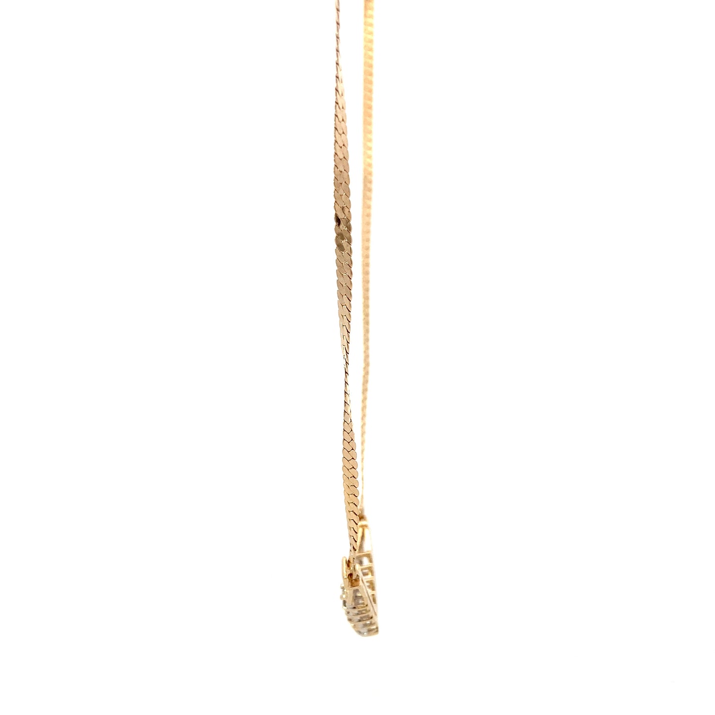 14K Yellow Gold 18" Diamond "V" Shaped Flat Cuban Necklace - 0.18ct