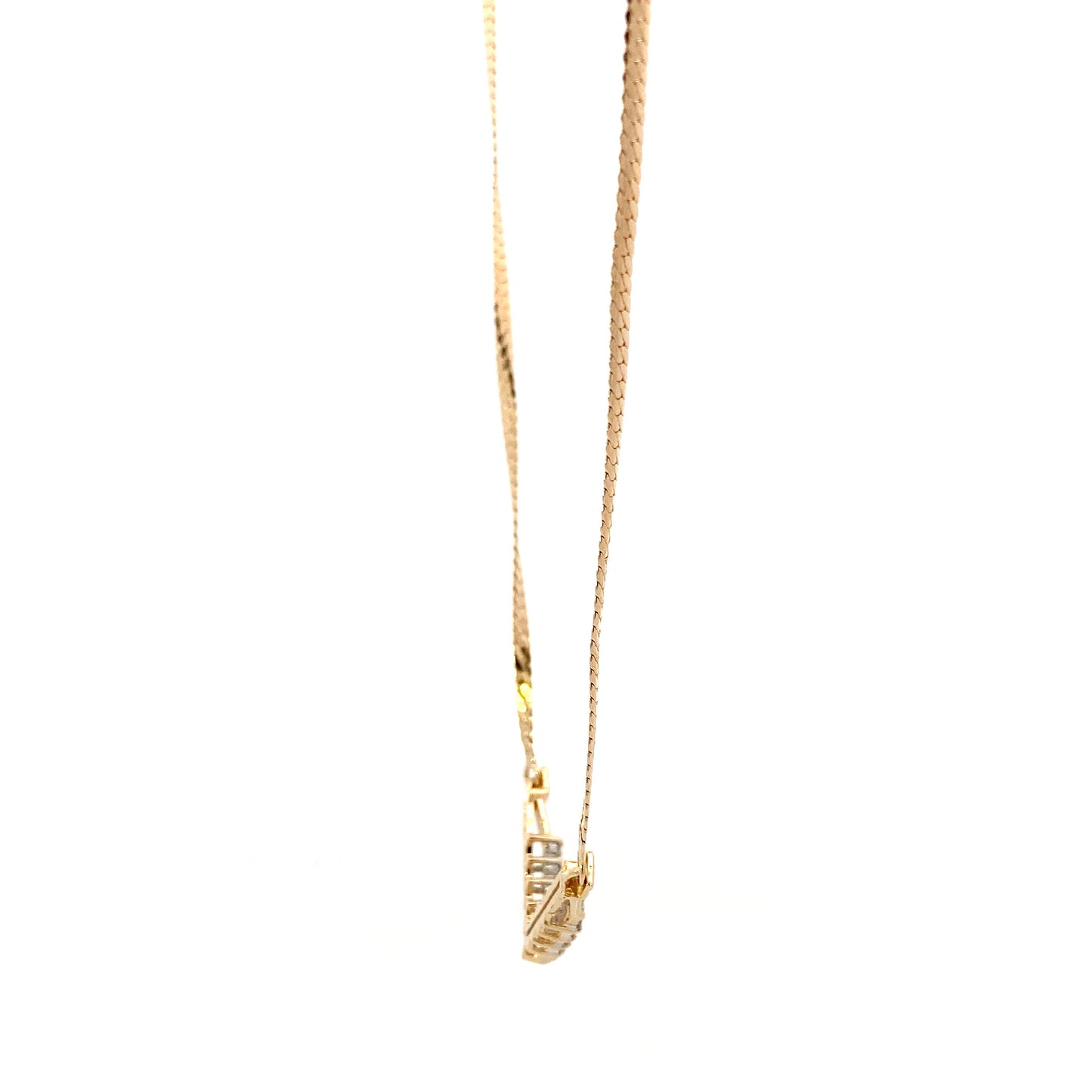 14K Yellow Gold 18" Diamond "V" Shaped Flat Cuban Necklace - 0.18ct