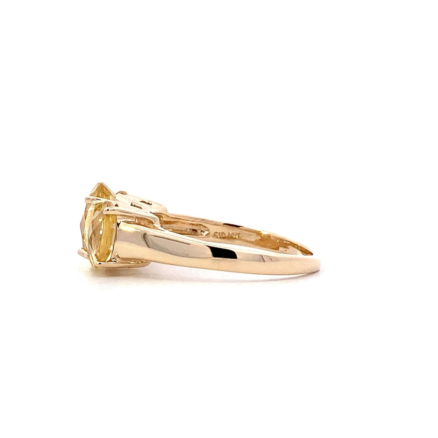 Anillo de oro amarillo de 14 quilates con citrino para mujer