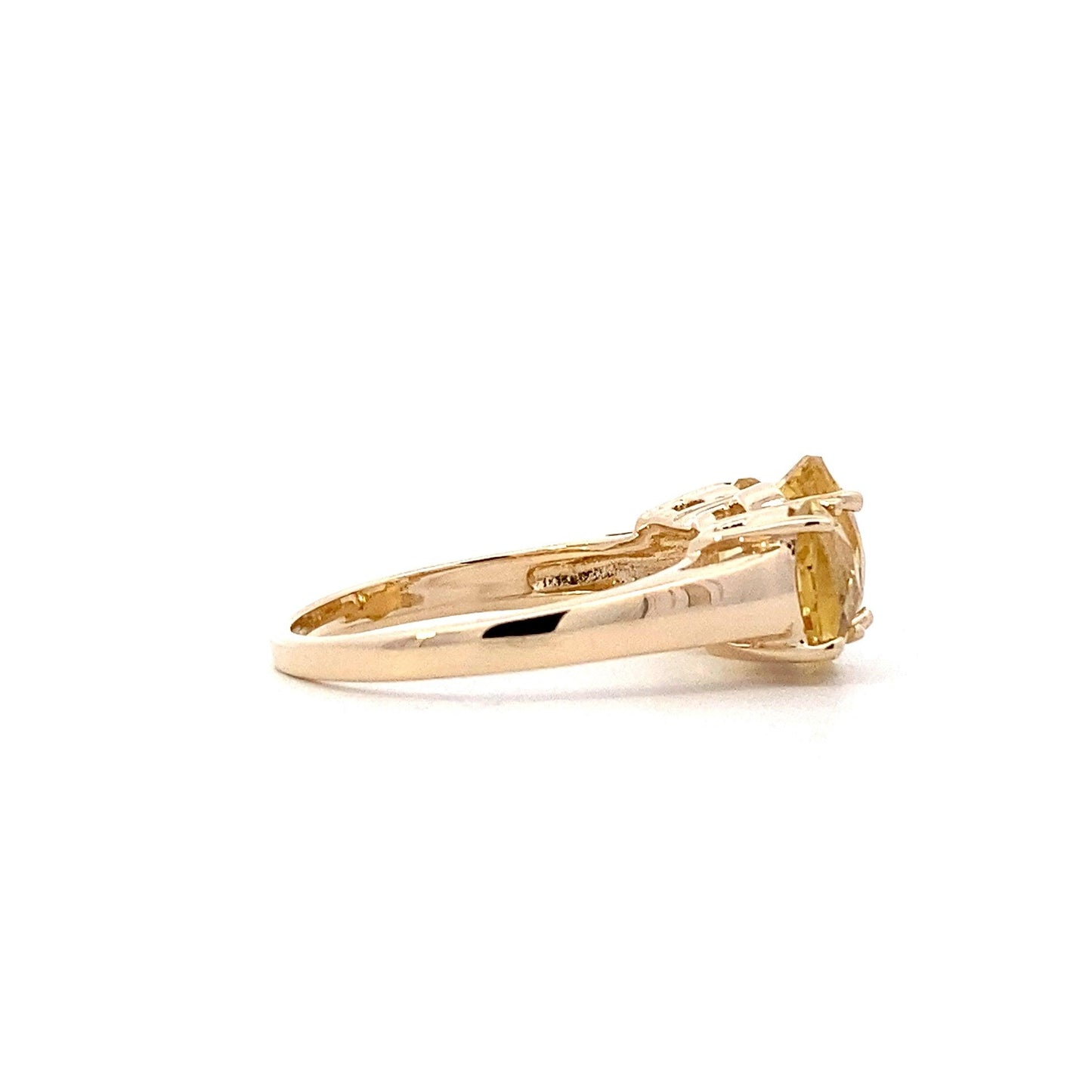 Anillo de oro amarillo de 14 quilates con citrino para mujer