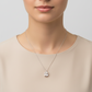 14K White Gold Quartz & Diamond Pendant & 19" Rope Chain - 0.06ct