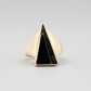 14K Yellow Gold Triangle Black Onyx Abstract Ring