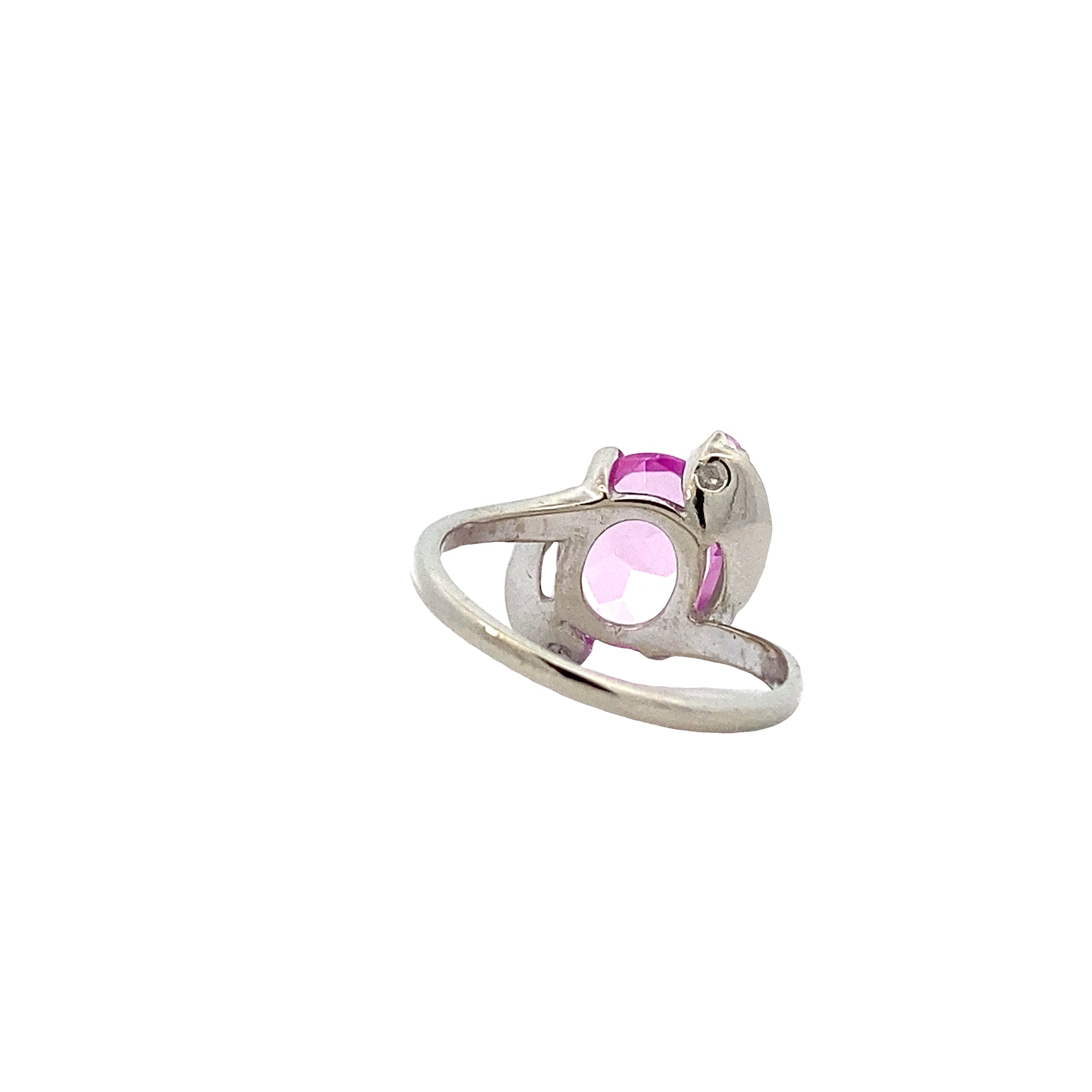 10K White Gold Synthetic Pink Sapphire Women's Ring
