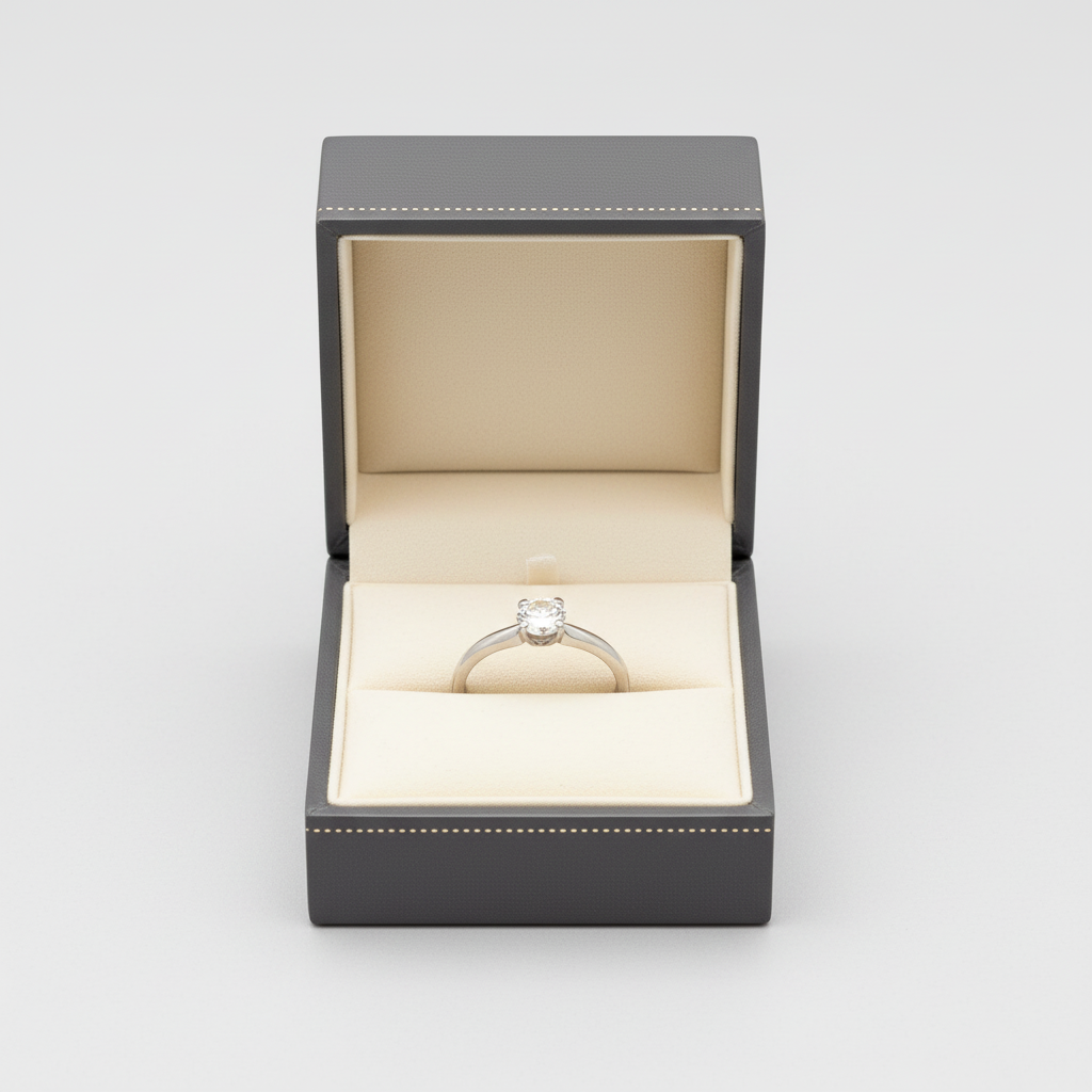 14K White Gold Women's Solitaire Diamond Ring - 0.45ct
