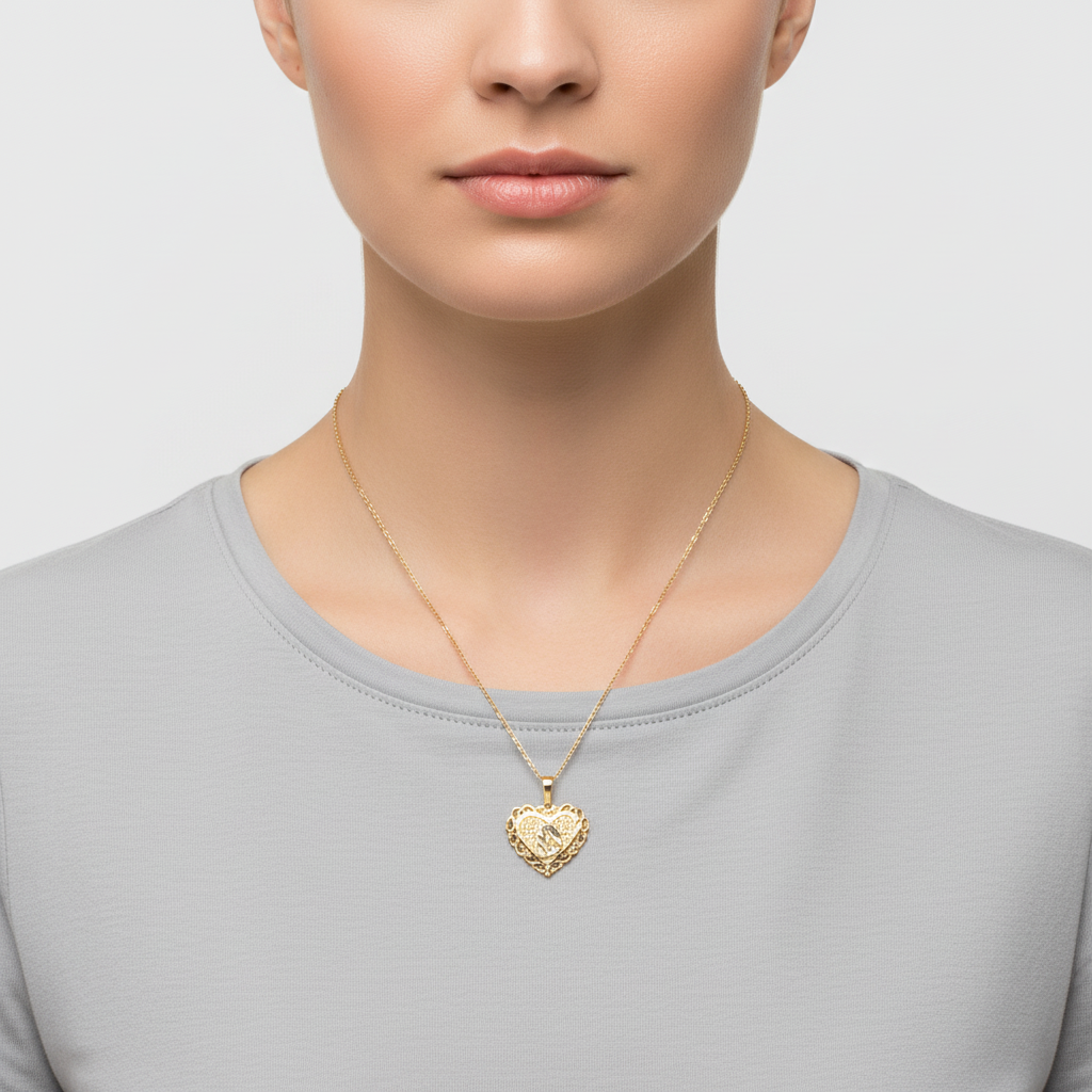 14K Yellow & White Gold Letter "D" Heart Pendant