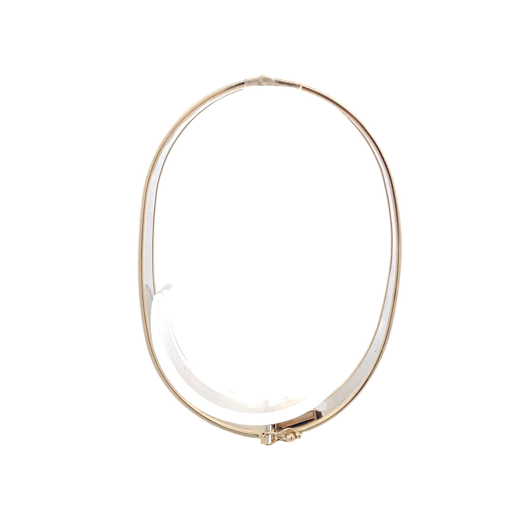 14K Yellow Gold Oval Greek Design Bangle Bracelet